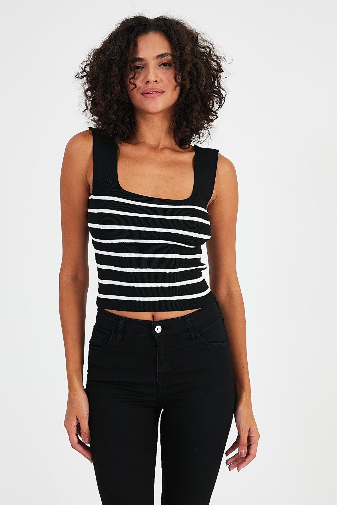 ALEXANDERGARDI KARE YAKA ÇİZGİLİ CROP ATLET(A92341-S)