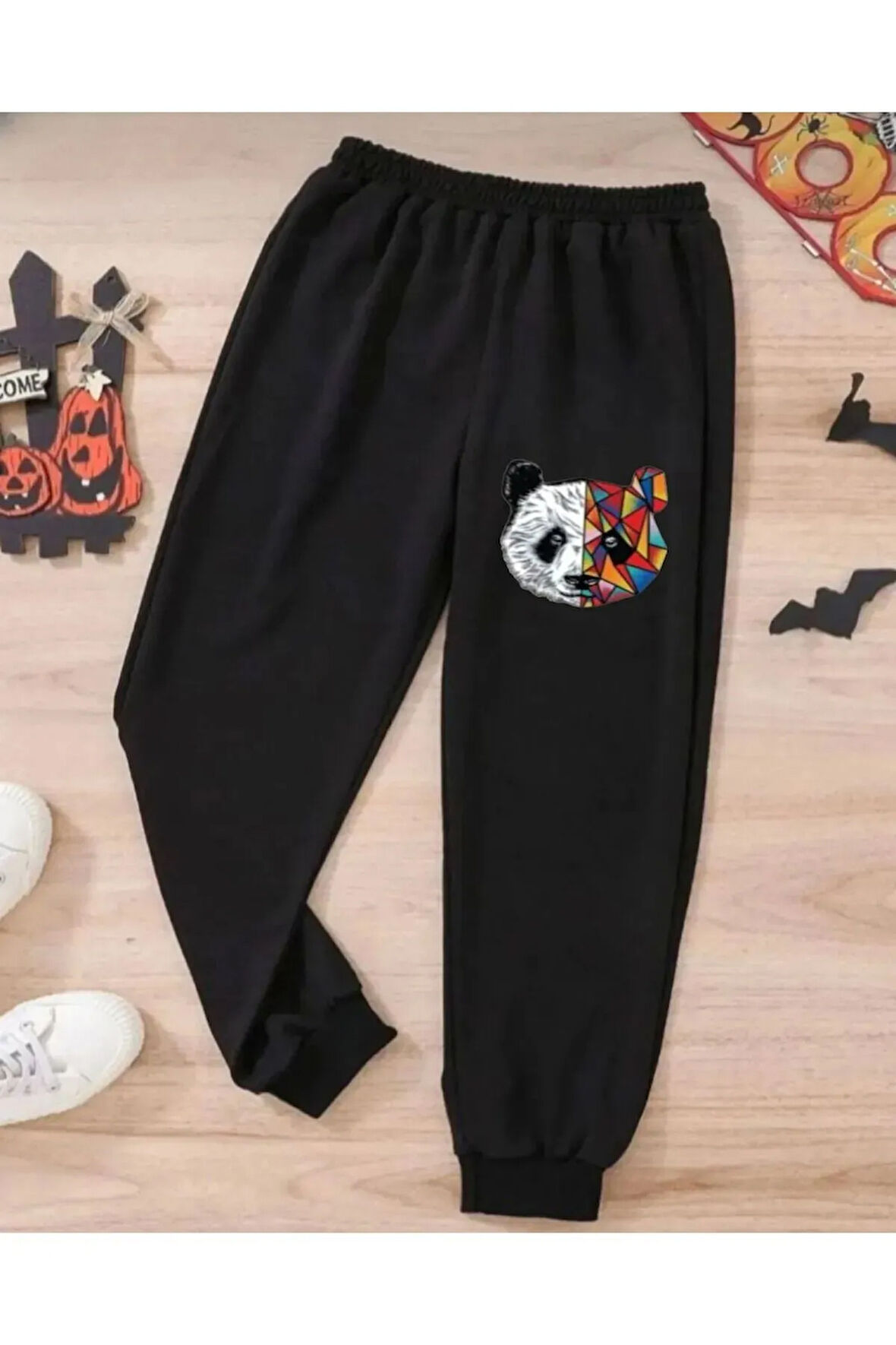 Çocuk Siyah Oversize Yazı Baskılı Eşofman