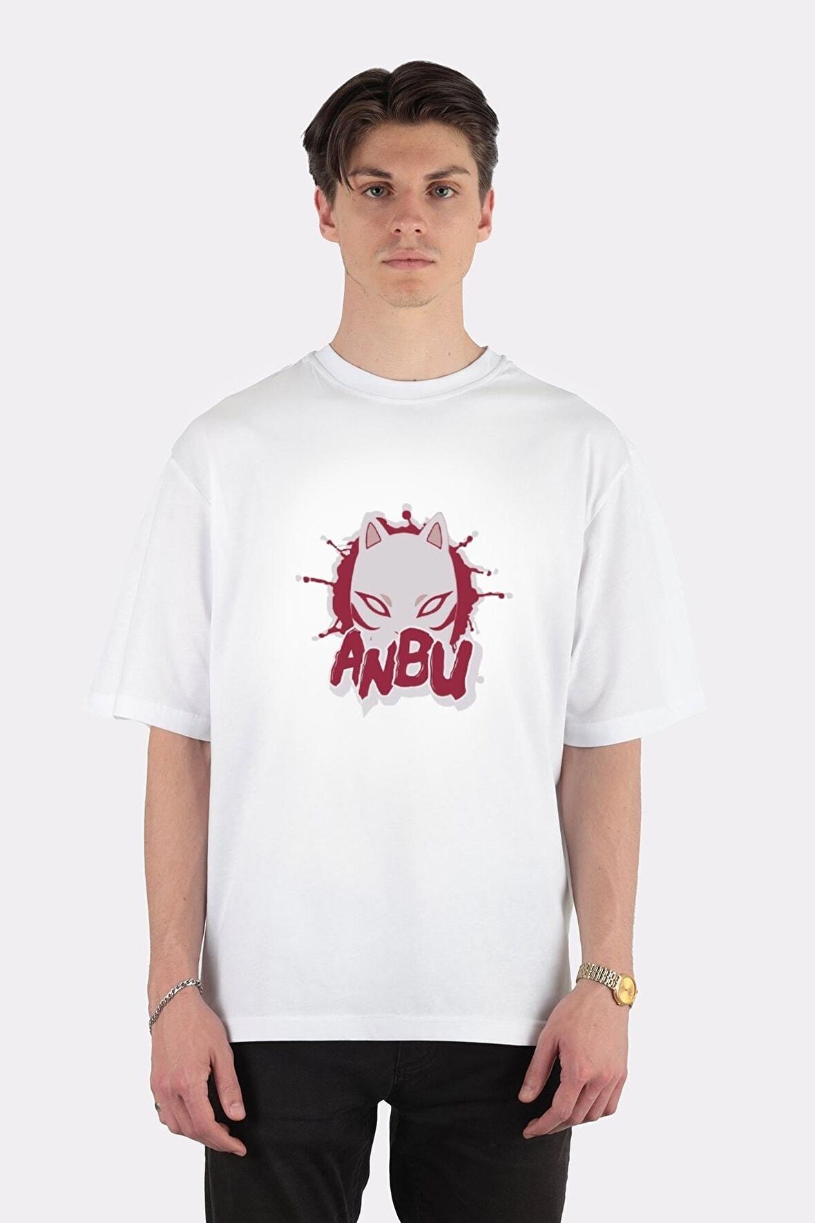 Unisex Beyaz Oversize T-shirt Anbu