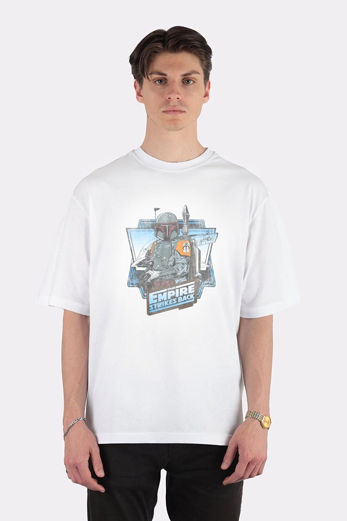 Unisex Beyaz Oversize T-shirt Boba Fett- The Empire Strikes Back