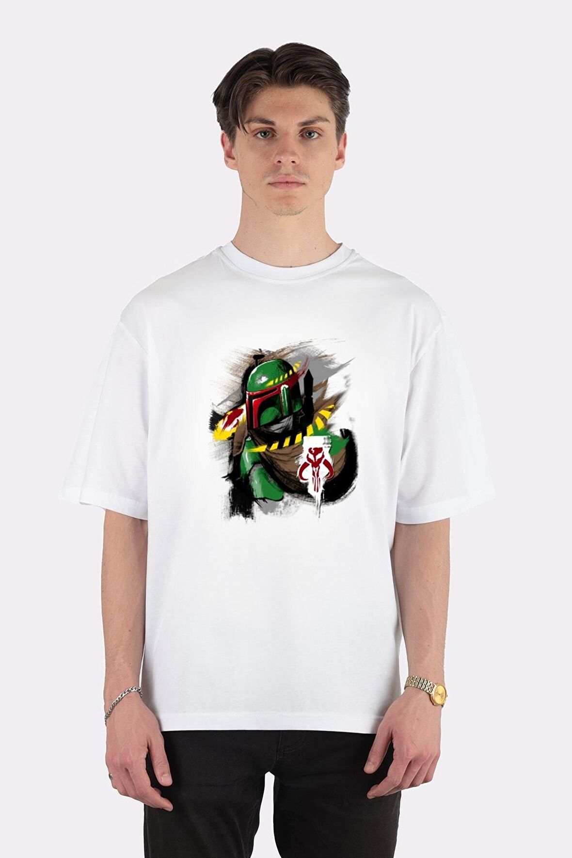 Unisex Beyaz Oversize T-shirt Hunter