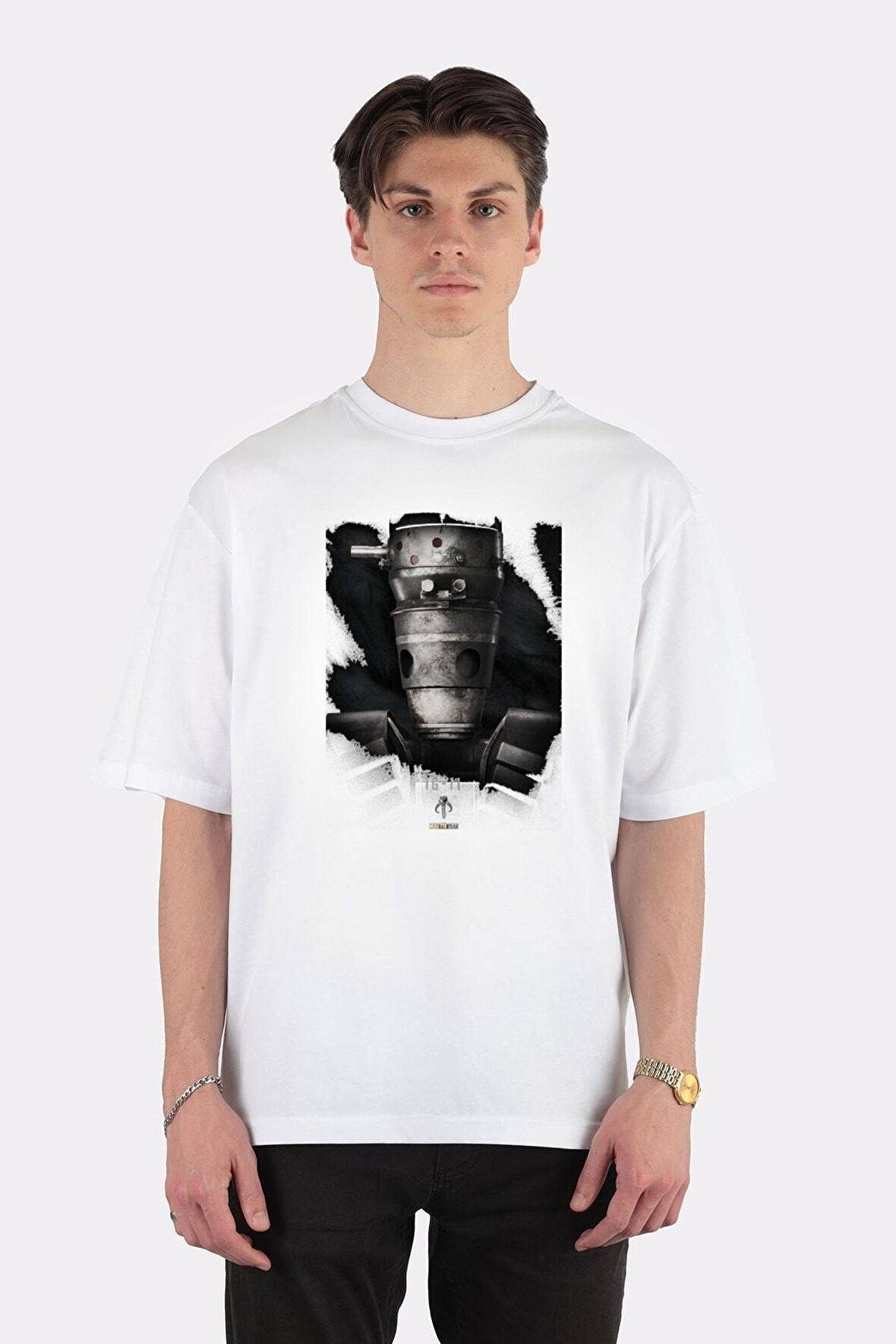 Unisex Beyaz Oversize T-shirt Ig Portrait