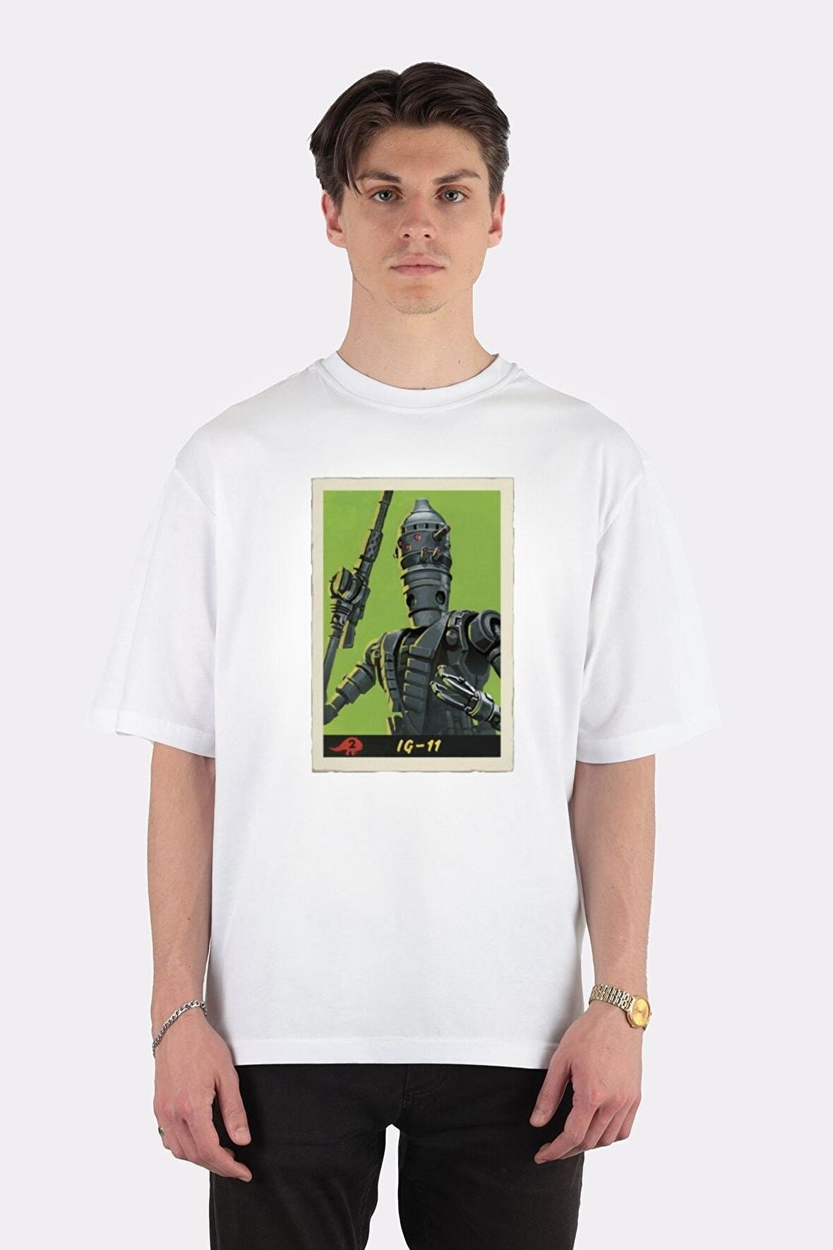 Unisex Beyaz Oversize T-shirt Ig-11 Retro Poster