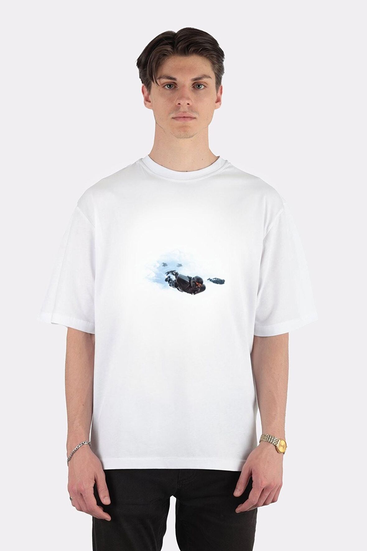 Unisex Beyaz Oversize T-shirt The Mandalorian Incoming Troopers