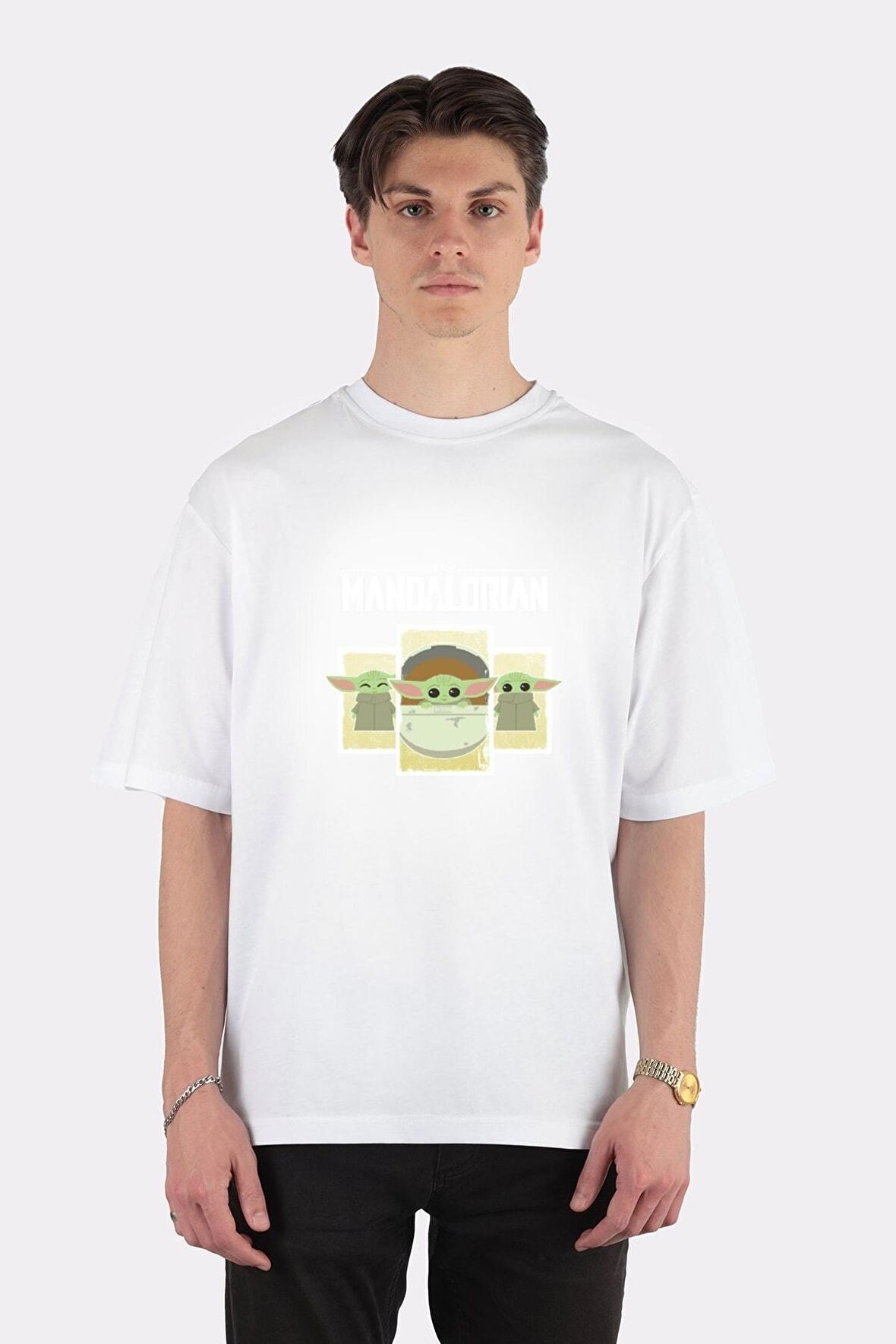 Unisex Beyaz Oversize T-shirt Tiny Green