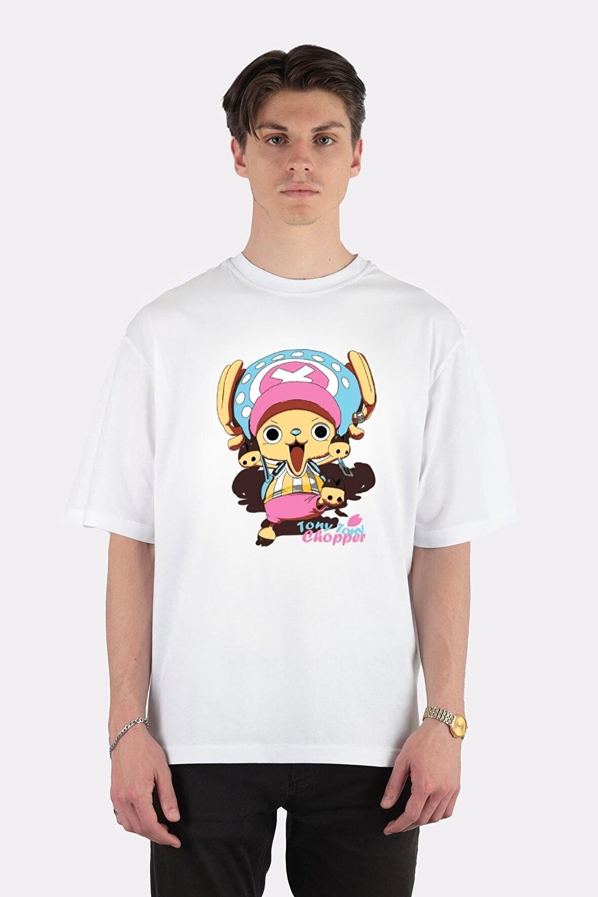 Unisex Beyaz Oversize T-shirt Tony Tony Chopper One Piece