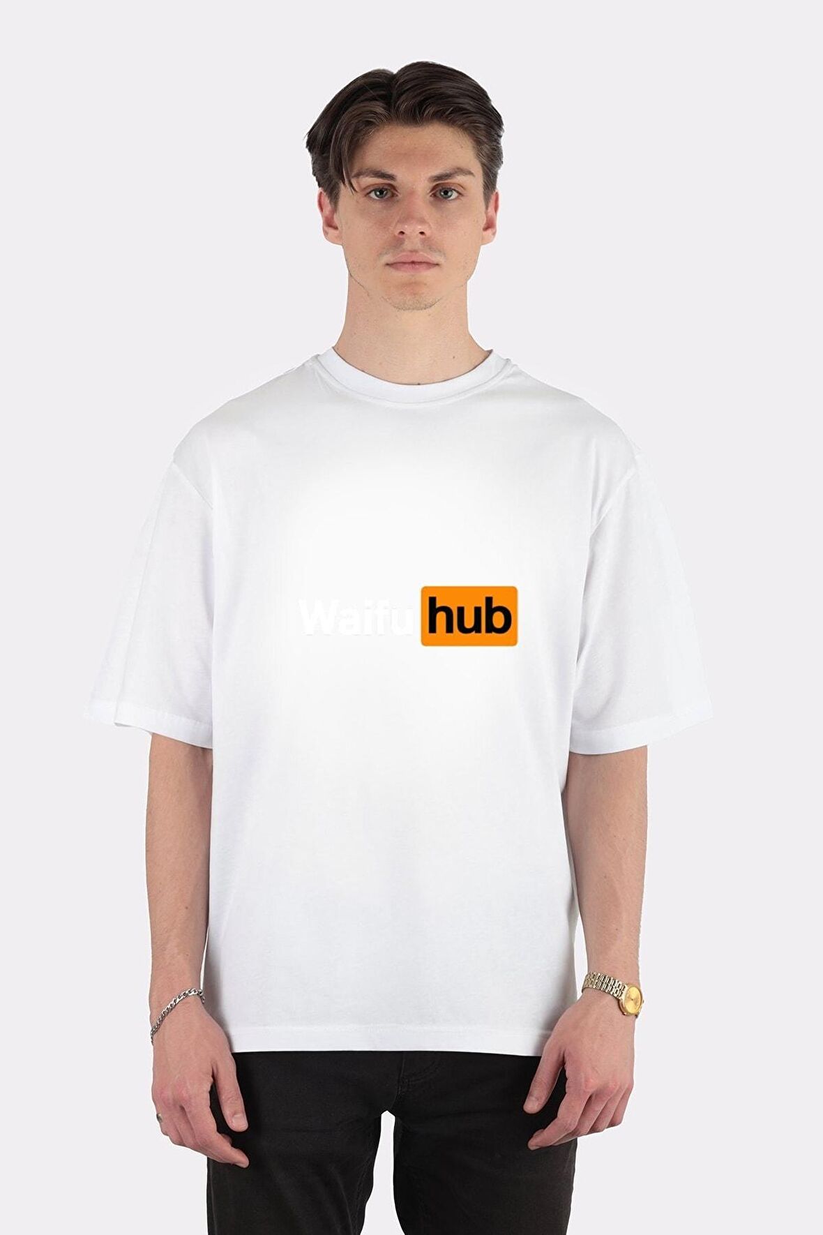 Unisex Beyaz Oversize T-shirt Waifu Hub