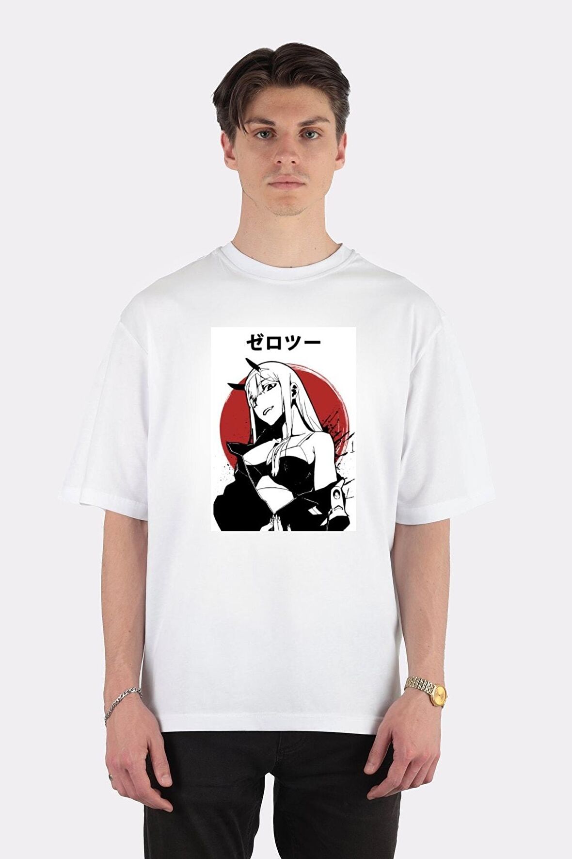 Unisex Beyaz Oversize T-shirt Zero Two Darlıng In The Franxx