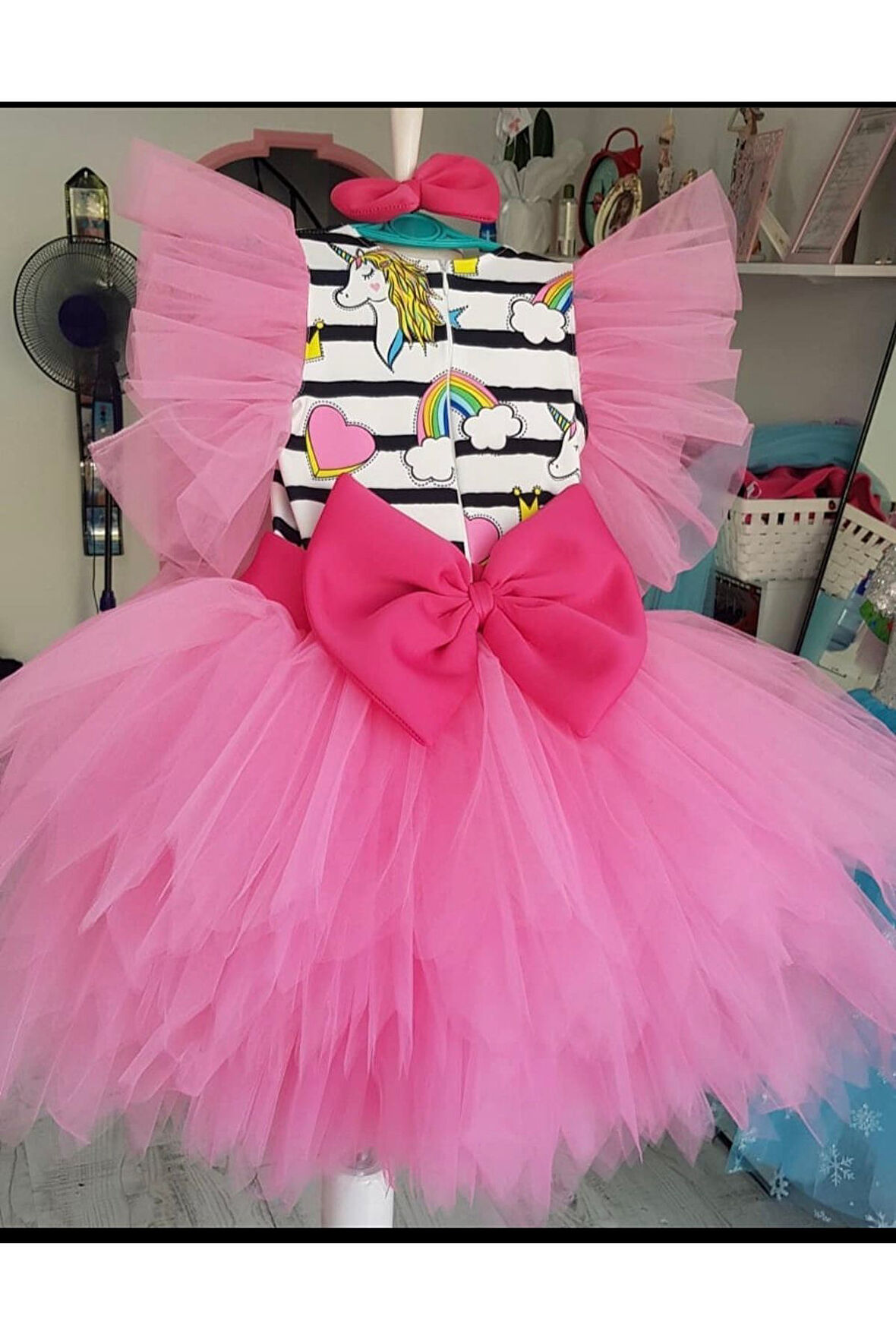 Kız Çocuk My Little Pony Unicorn Pembe Tüllü Kabarık Elbise