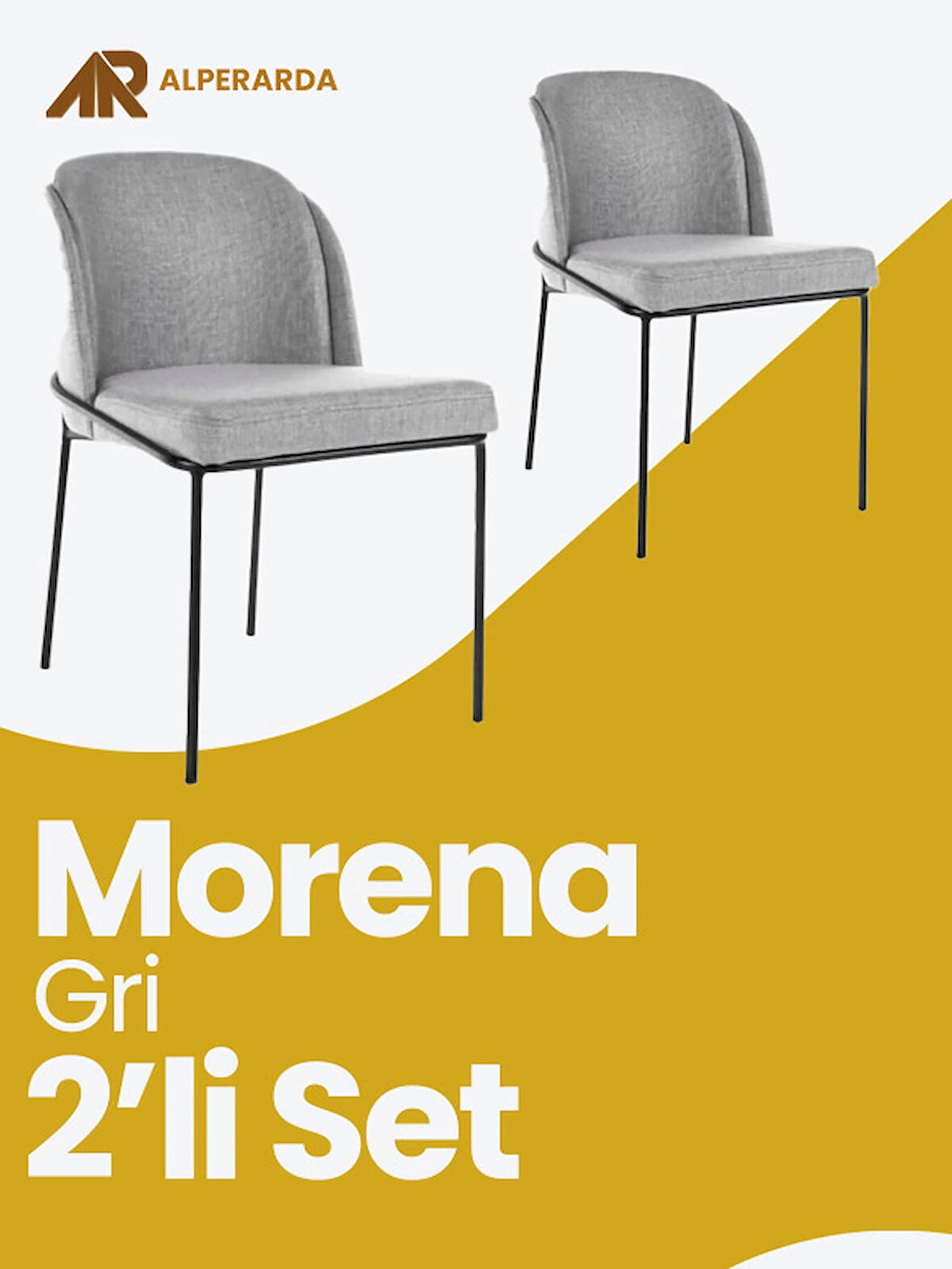 Morena Sandalye Gri Keten 2'li Set