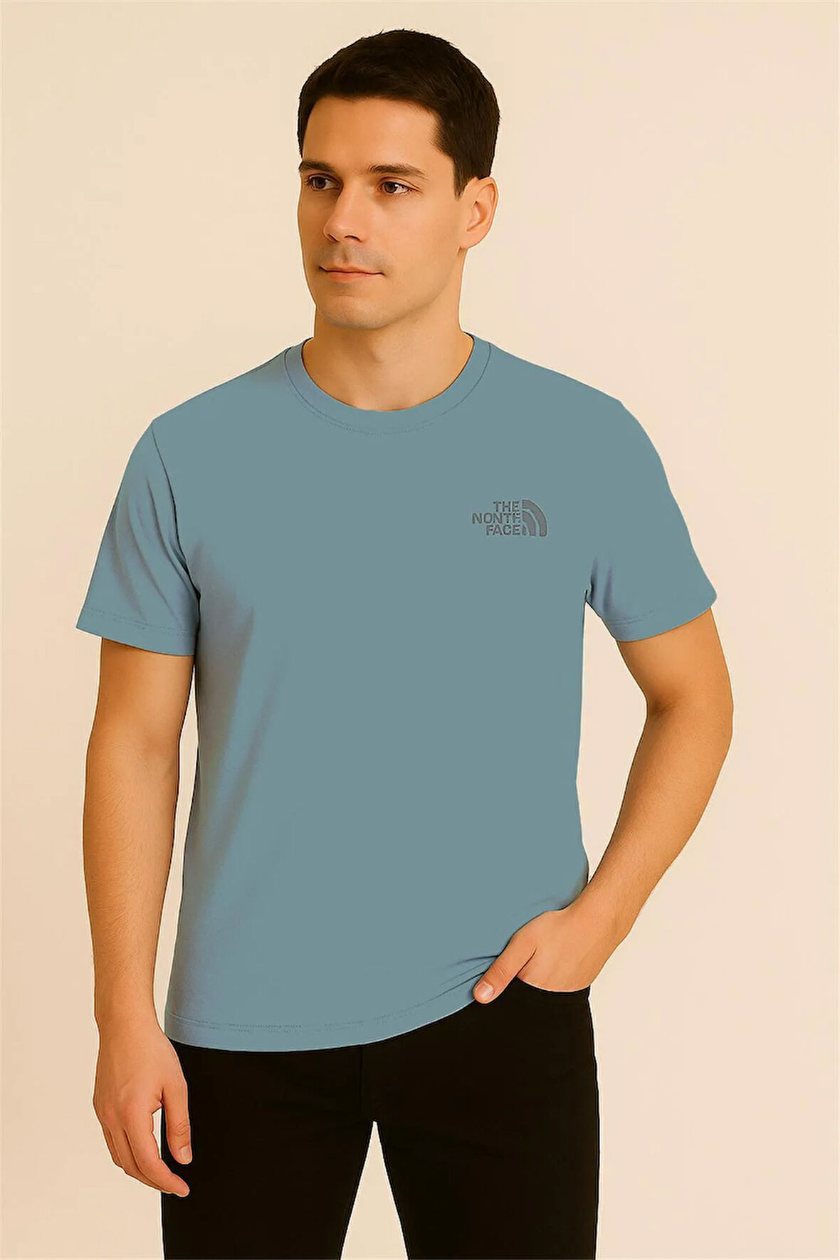 SU YEŞİLİ BİSİKLET YAKA T-SHIRT – SÜPREME THENORTHFACE