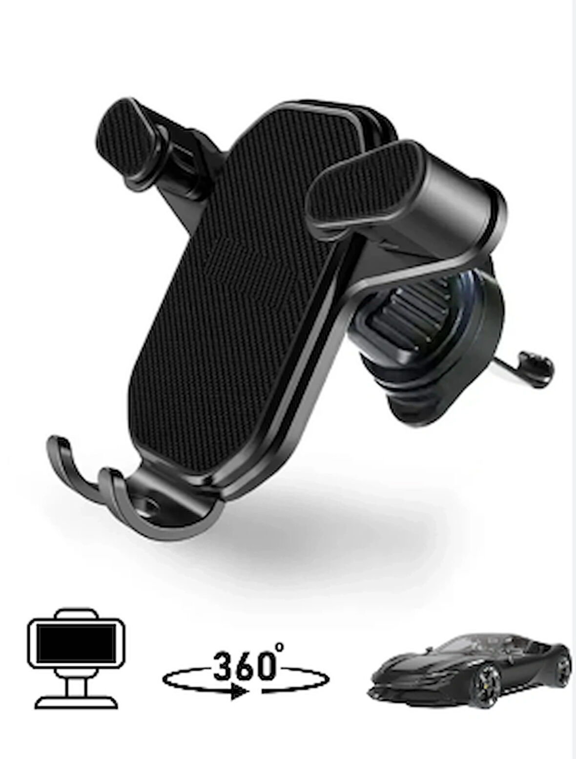 ABATECH LKH-33 Mandallı Araç İçi 360 Dönebilen Havalandırma Telefon Tutucu