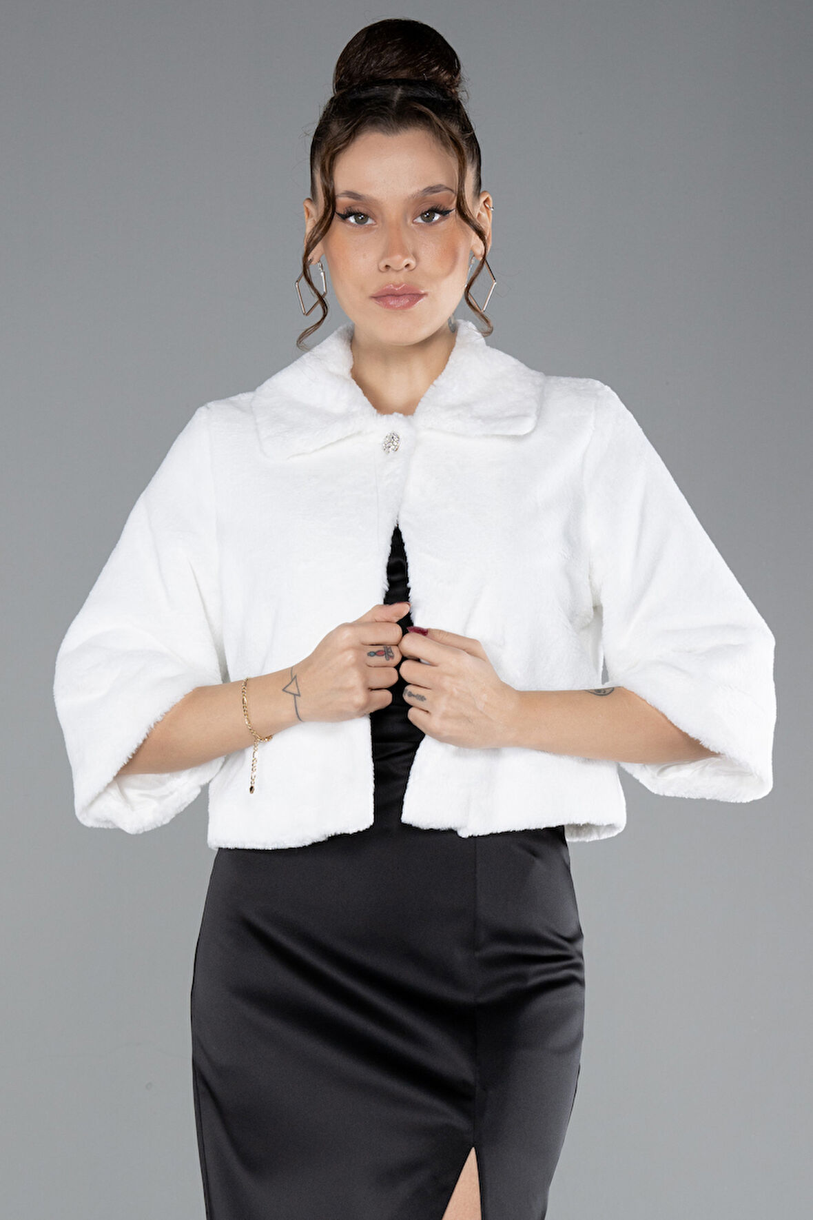 Kapri Kol Kürk Görünümlü Abiye Ceket ABC003