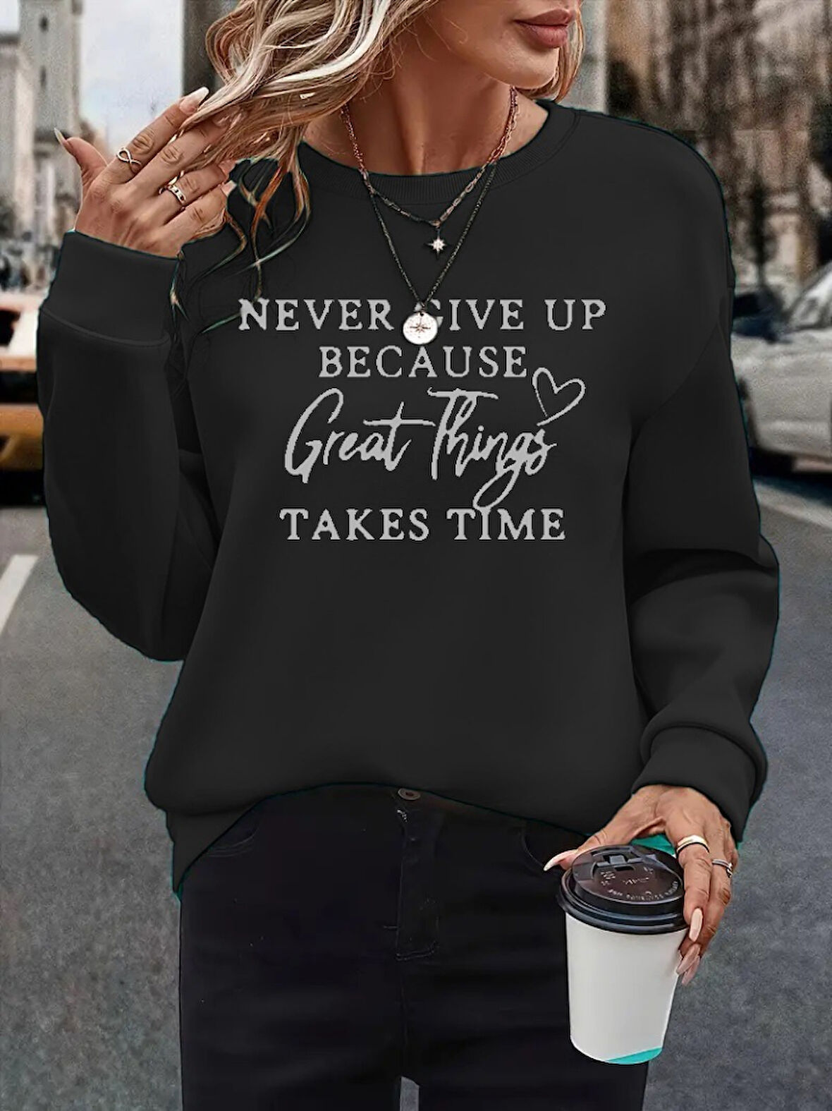 JANES Kadın Uzun Kollu Yuvarlak Yaka Iki Iplik şardonlu Bluz