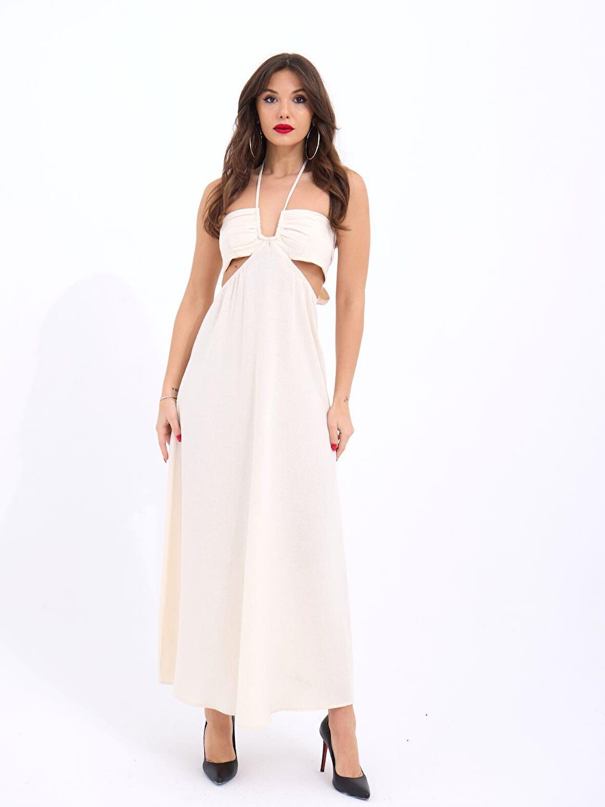 JANES 7024 ELBİSE-BEJ