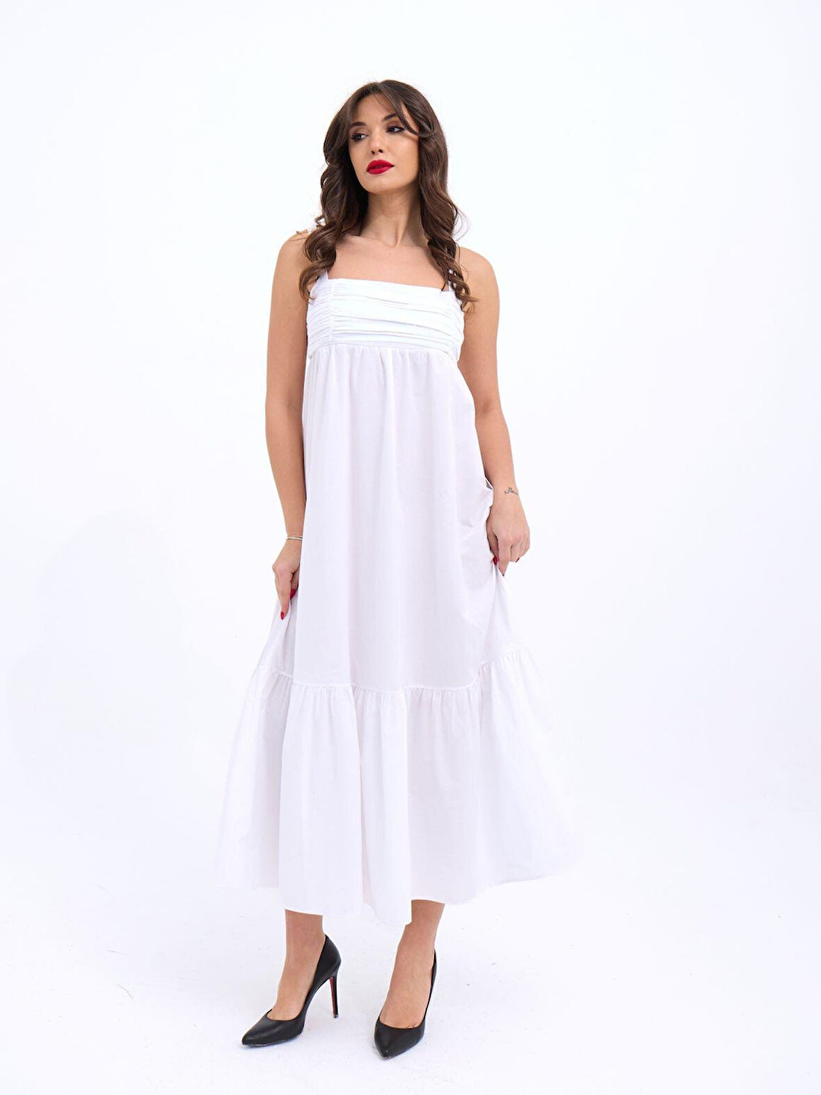 JANES 7022 ELBİSE-BEYAZ