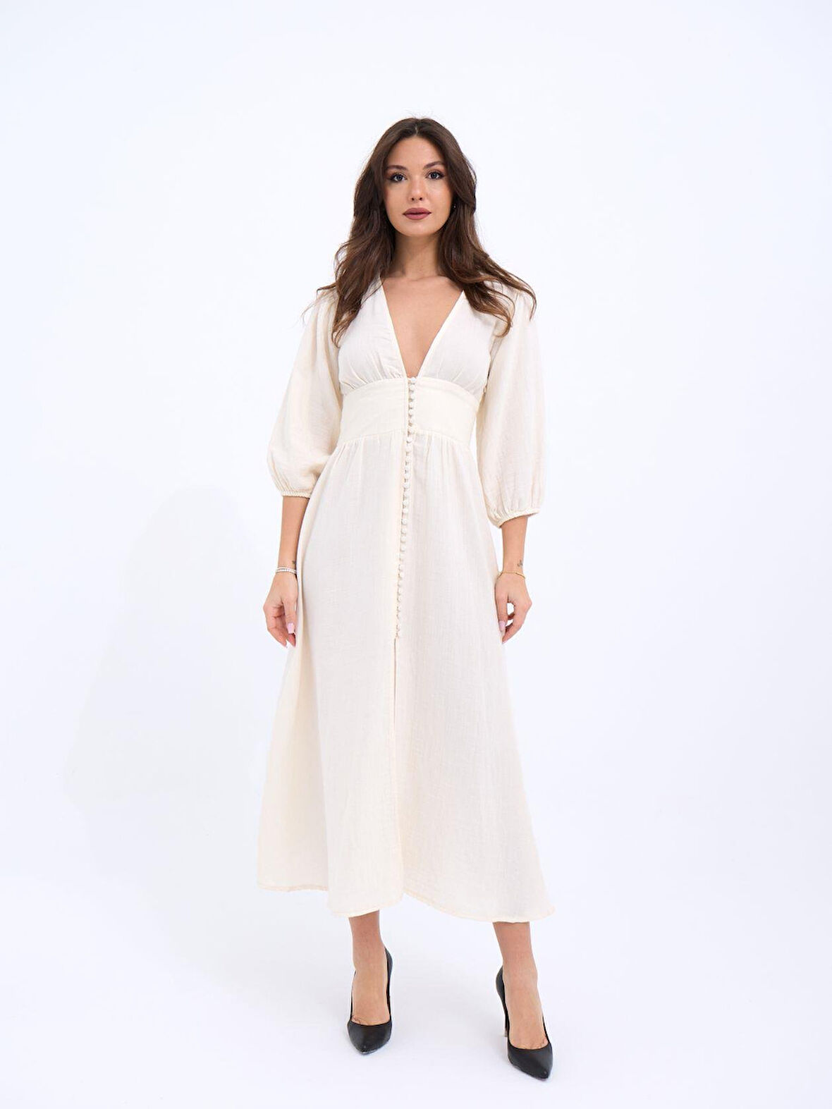 JANES 7096 ELBİSE-KREM