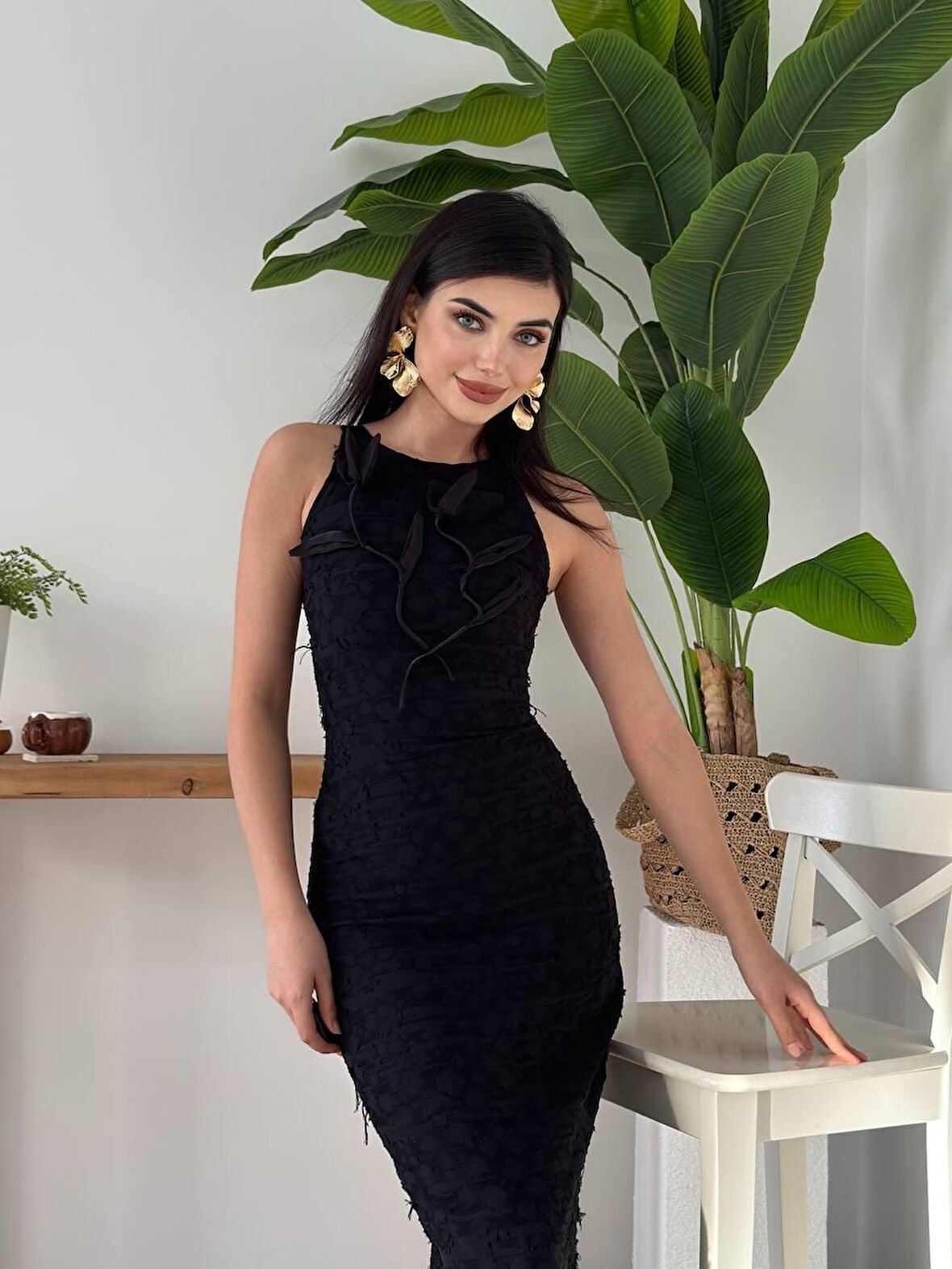 JANES Lers Çiçek Detaylı Elbise