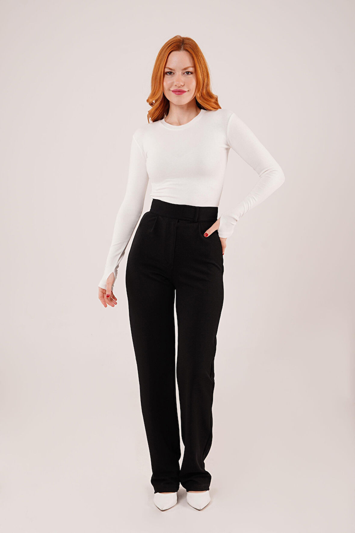 JANES Cırt Kapama Detaylı Siyah Pantolon