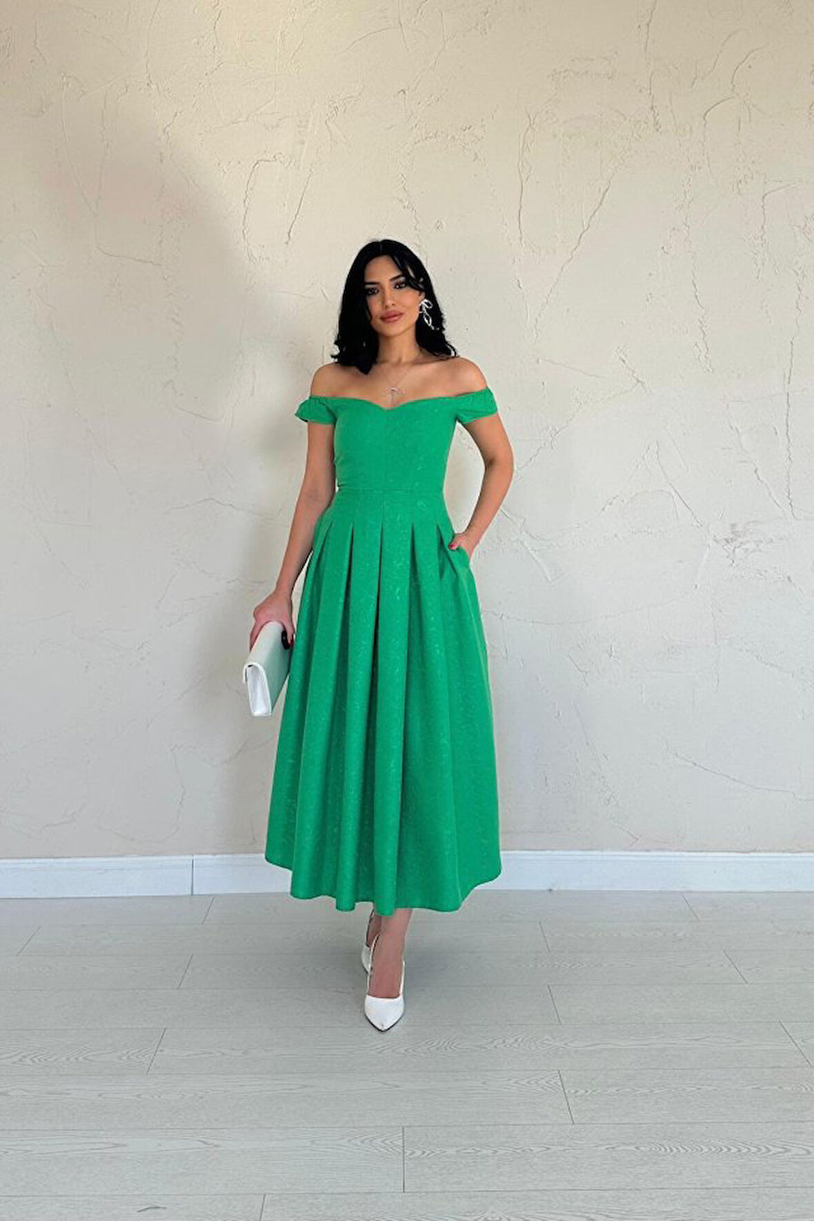 JANES Yeşil Jakarlı Elbise