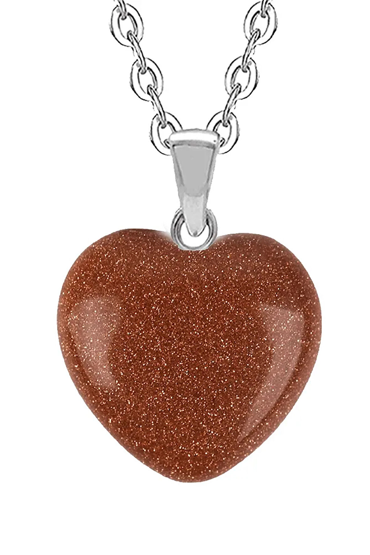 Sertifikalı Kalp Model Gerçek Kahverengi Yıldız Taşı Kolye