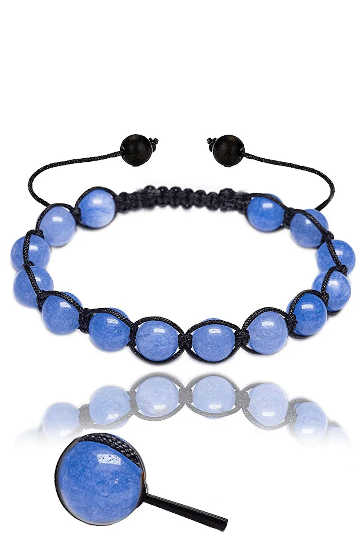 Sertifikalı Makrome Angelit Taşı Bileklik (8 Mm) Melek Taşı