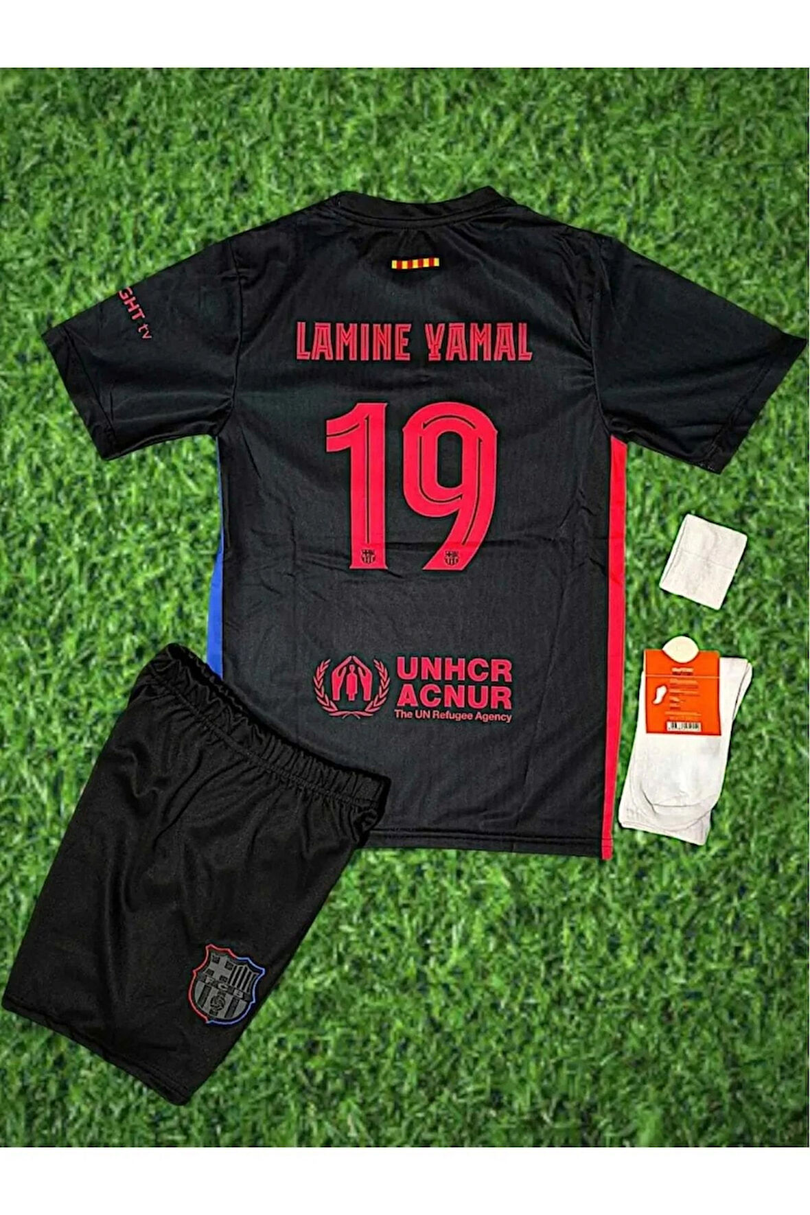 Yenteks 2024/25 sezon Lamine Yamal deplasman Çocuk forması-[SİYAHH) 4 lü takım