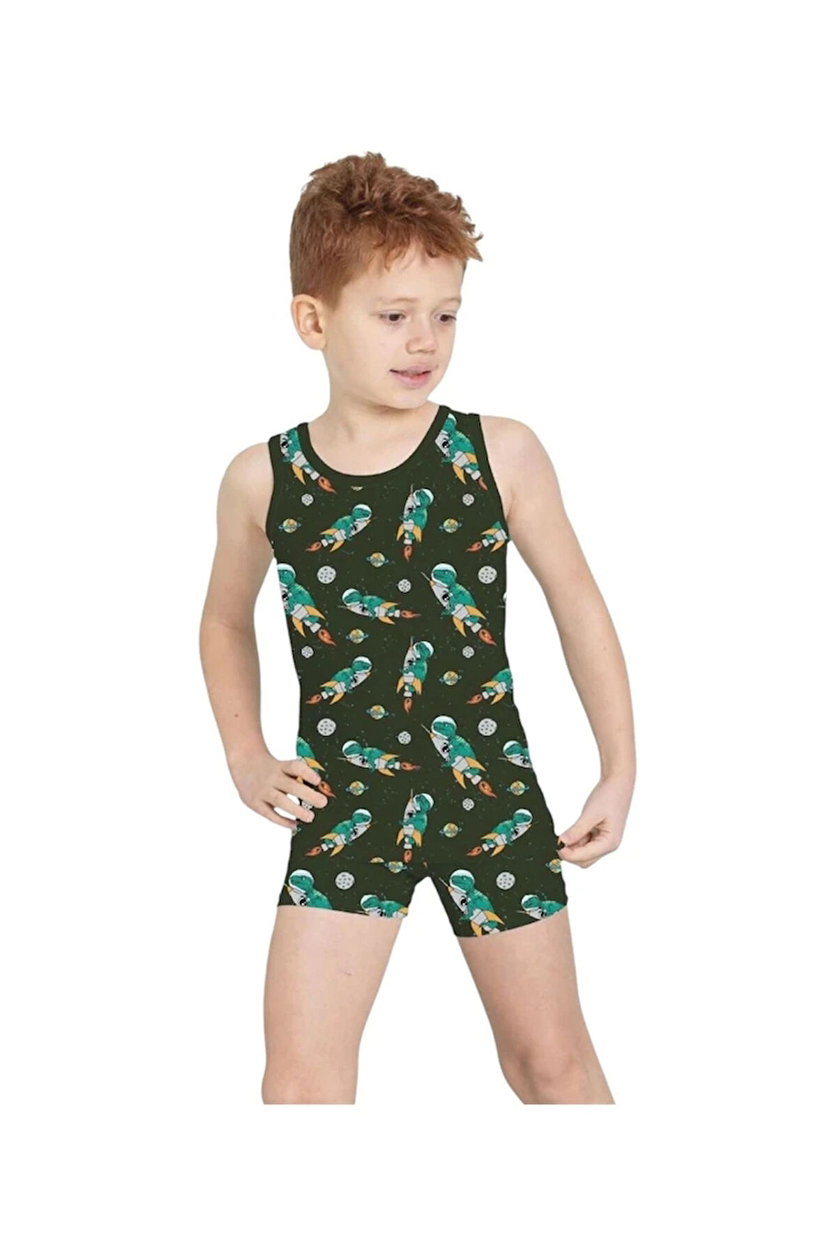 ELM Füme Astronot Desenli Erkek Çocuk Atlet Boxer Takımı 7076