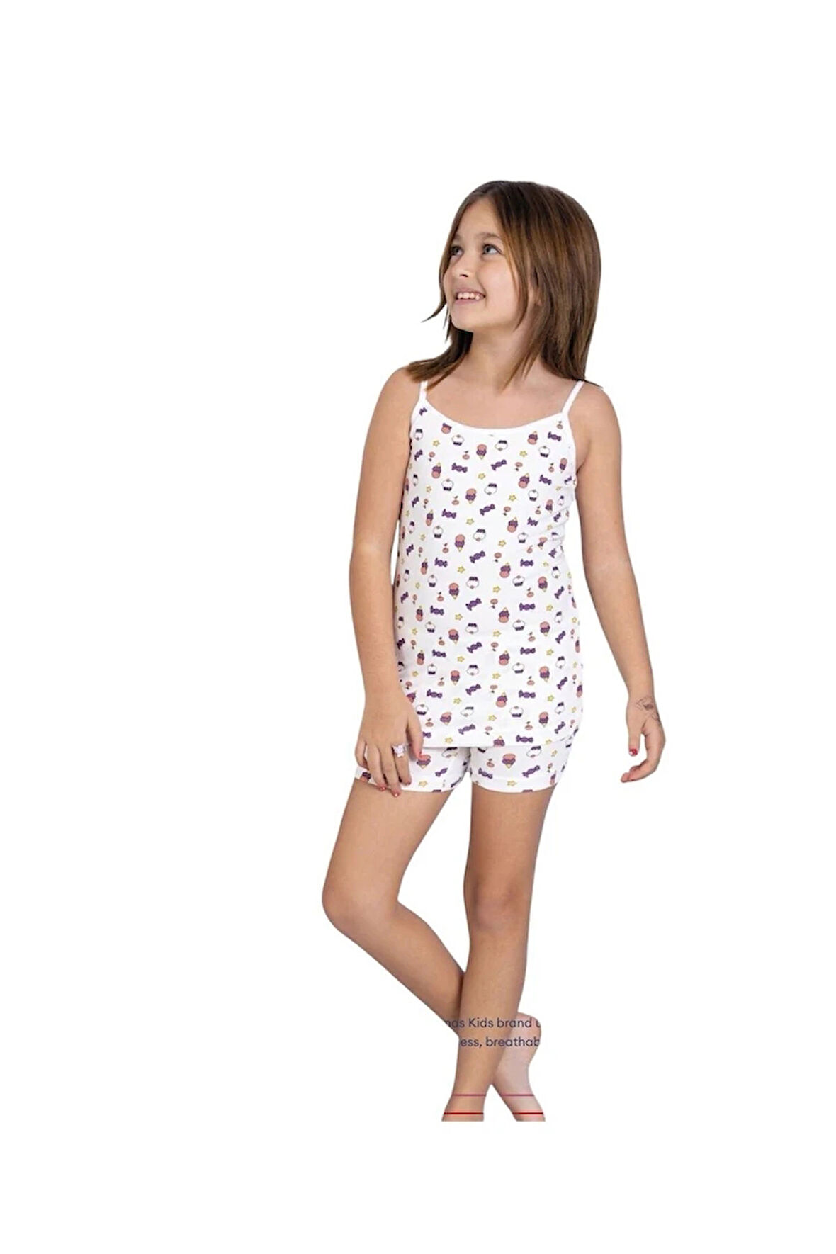 ELM Cup Cake Desenli Kız Çocuk Atlet Boxer Takımı 8025