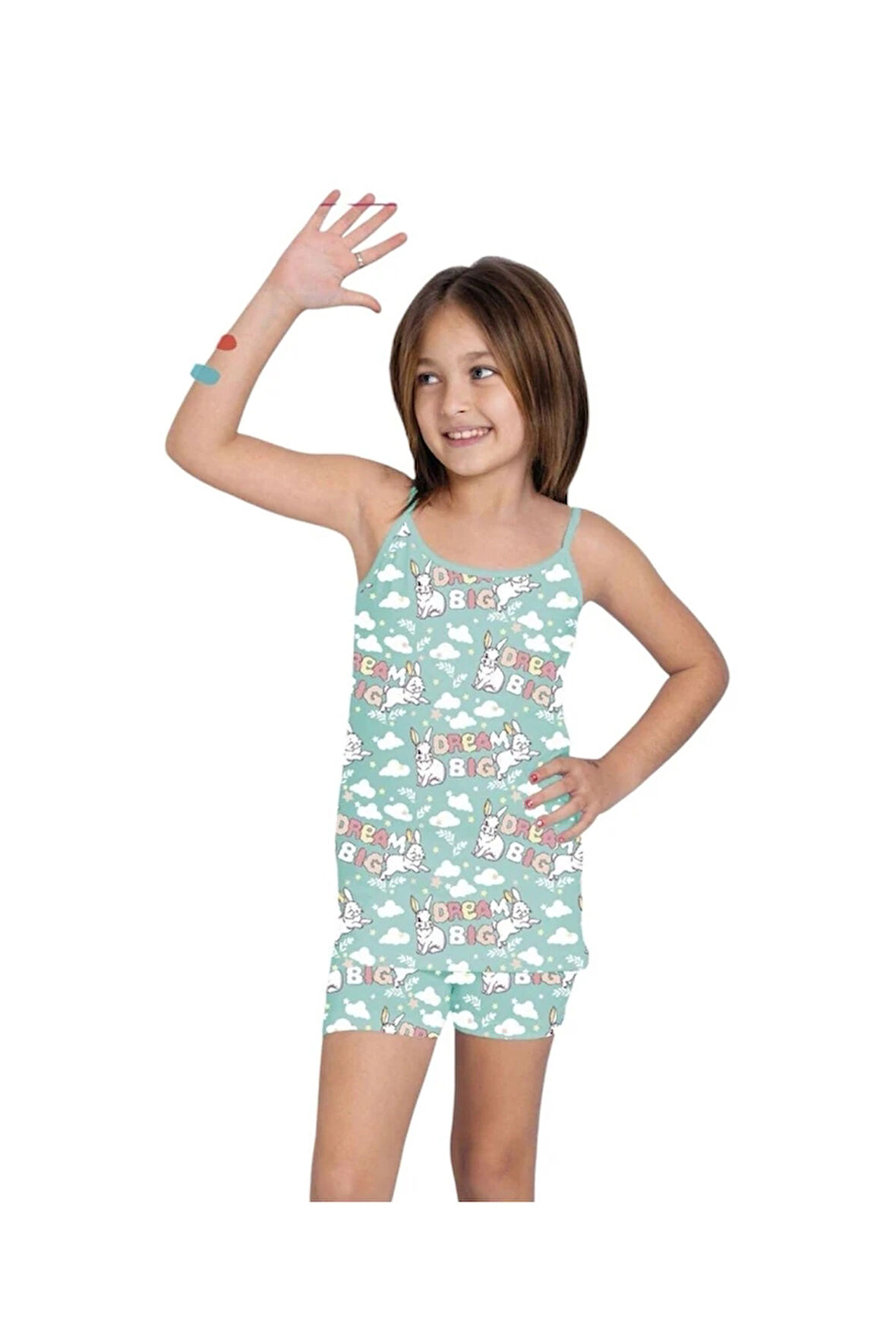 ELM Tavşancık Desenli Kız Çocuk Atlet Boxer Takımı 8051