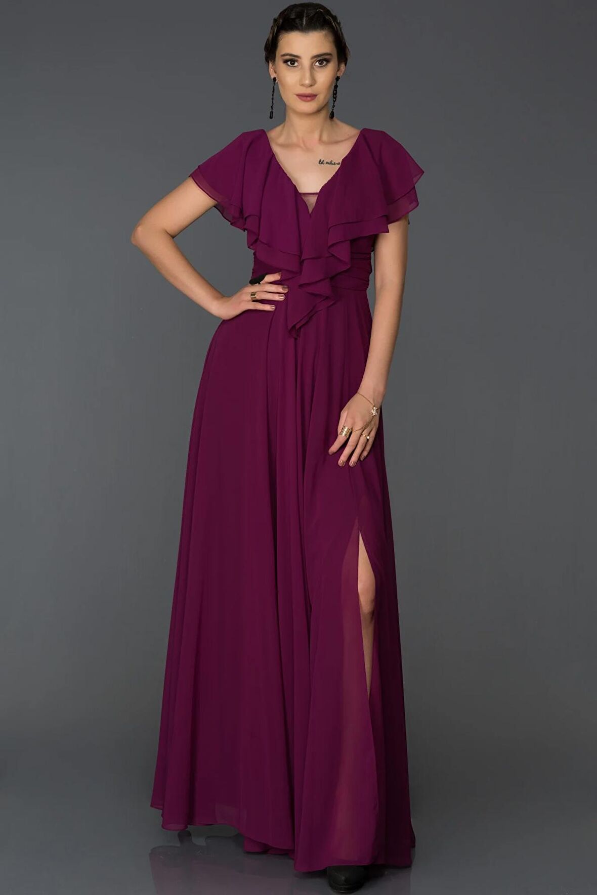 Yırtmaçlı Uzun Abiye ABU032