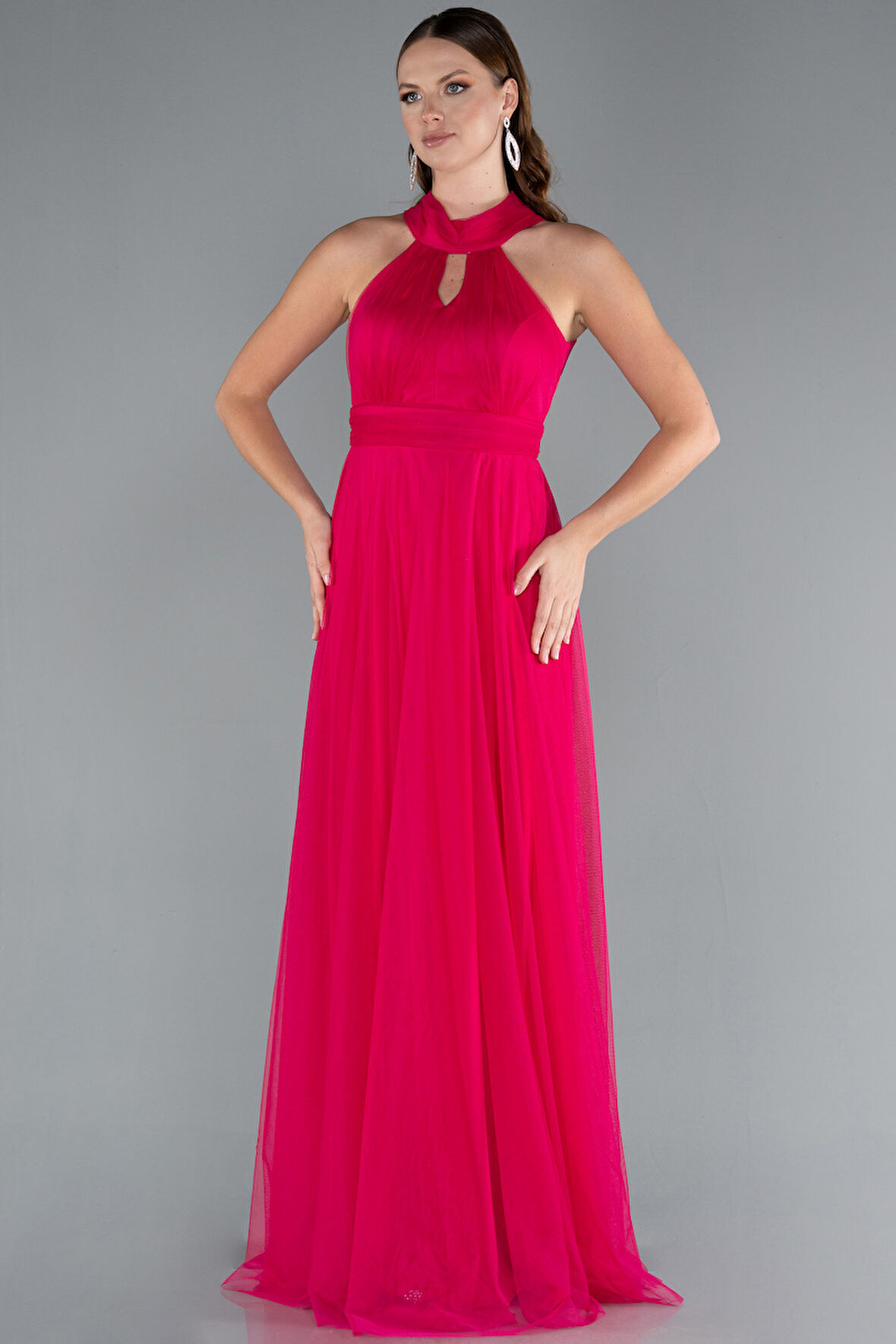 Halter Yaka Uzun Abiye Elbise ABU3252