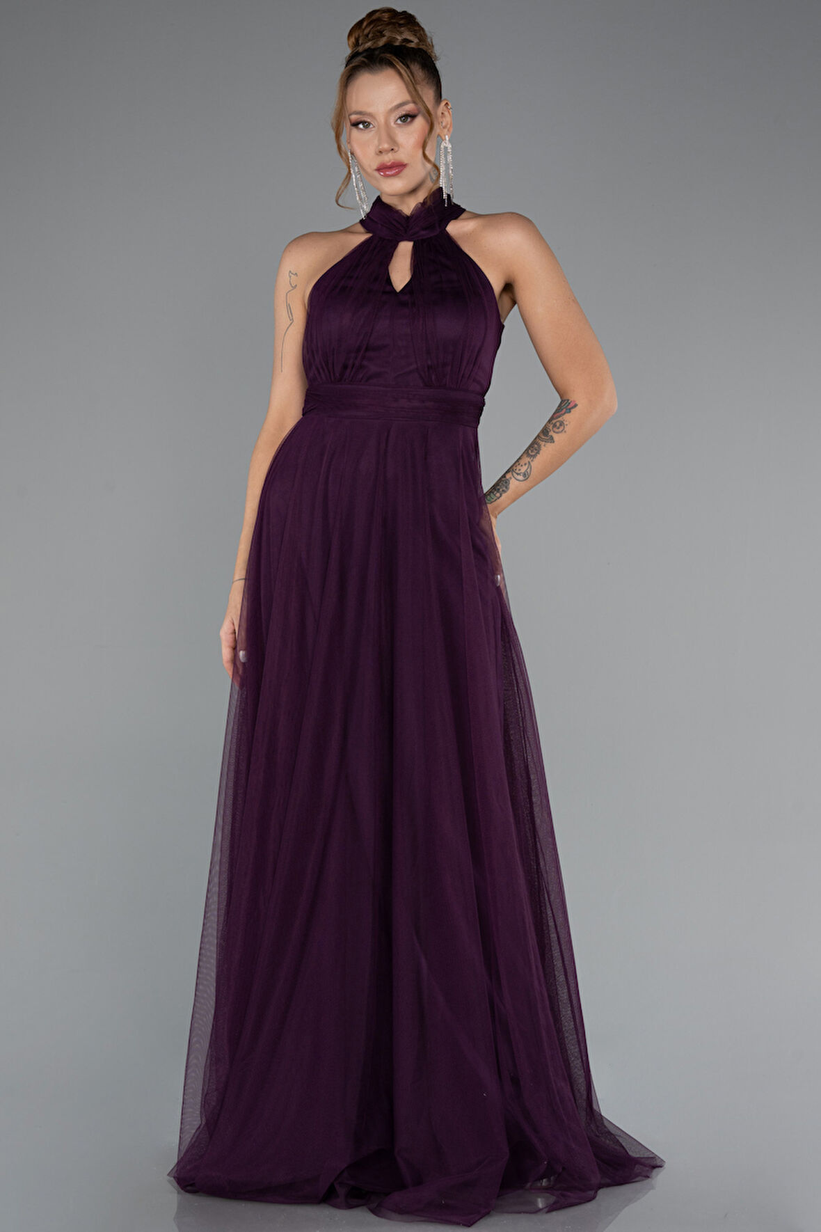 Halter Yaka Uzun Abiye Elbise ABU3252