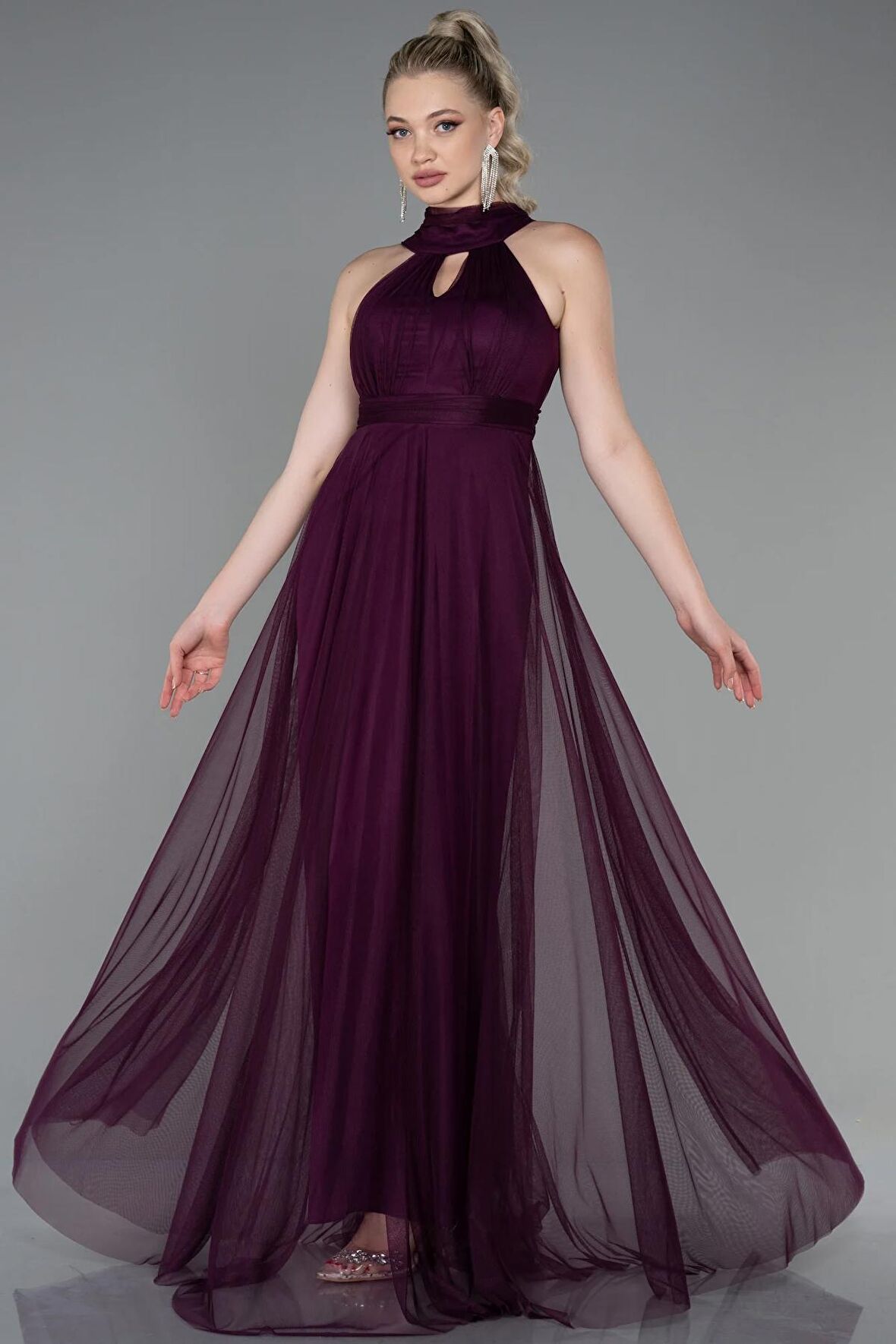 Halter Yaka Uzun Abiye Elbise ABU3252