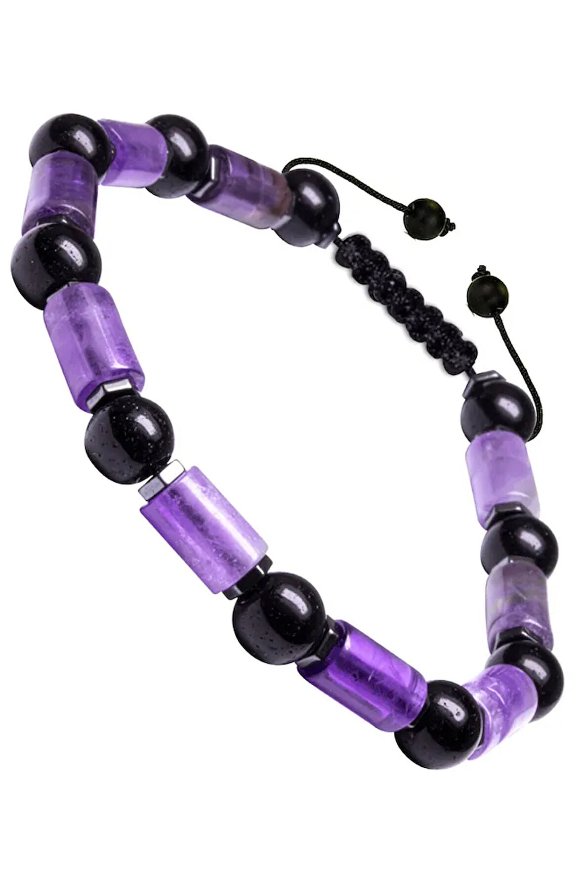 Sertifikalı Yüksek Kalite Doğal Ametist Oniks Hematit Taşı Bileklik