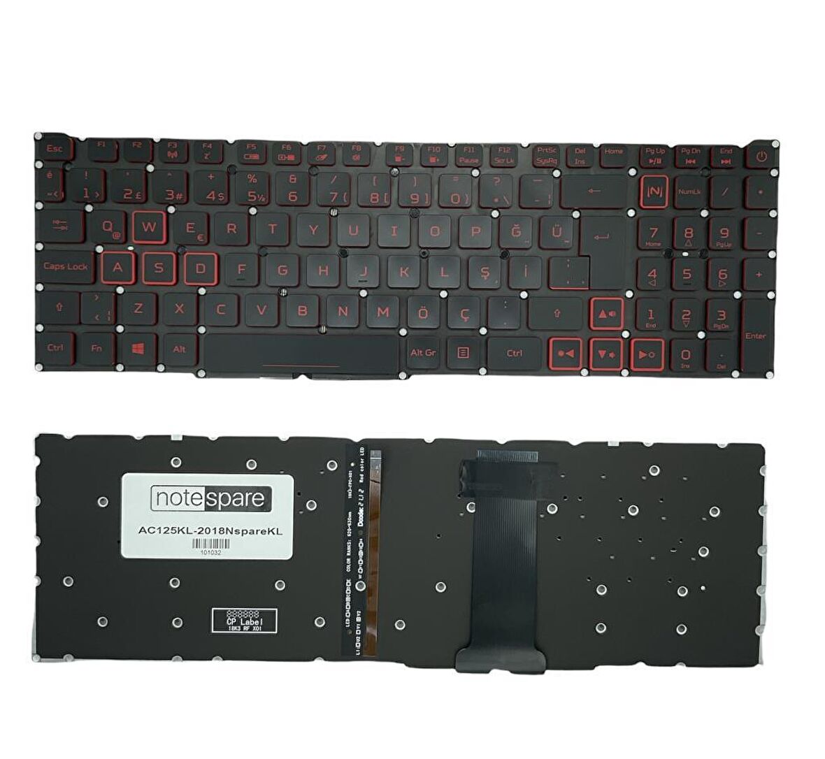 Acer Nitro 5 AN515-42-R9G6 Uyumlu Laptop Klavye Işıklı Siyah TR