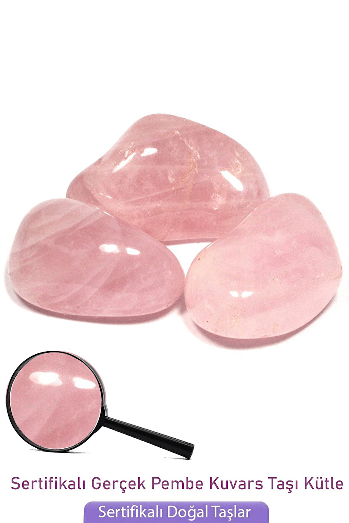 Sertifikalı Gerçek Pembe Kuvars Taşı Doğal Taş Kütle Parça