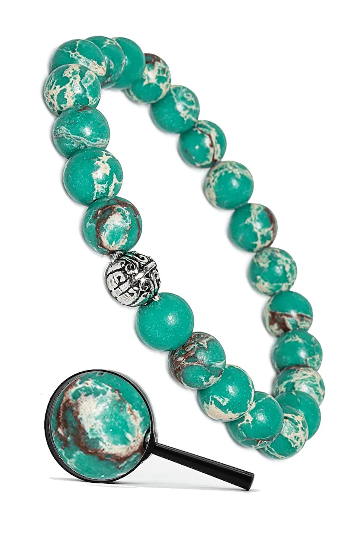 Sertifikalı Gümüş Aparatlı Doğal Yeşil Varisit Taşı Bileklik