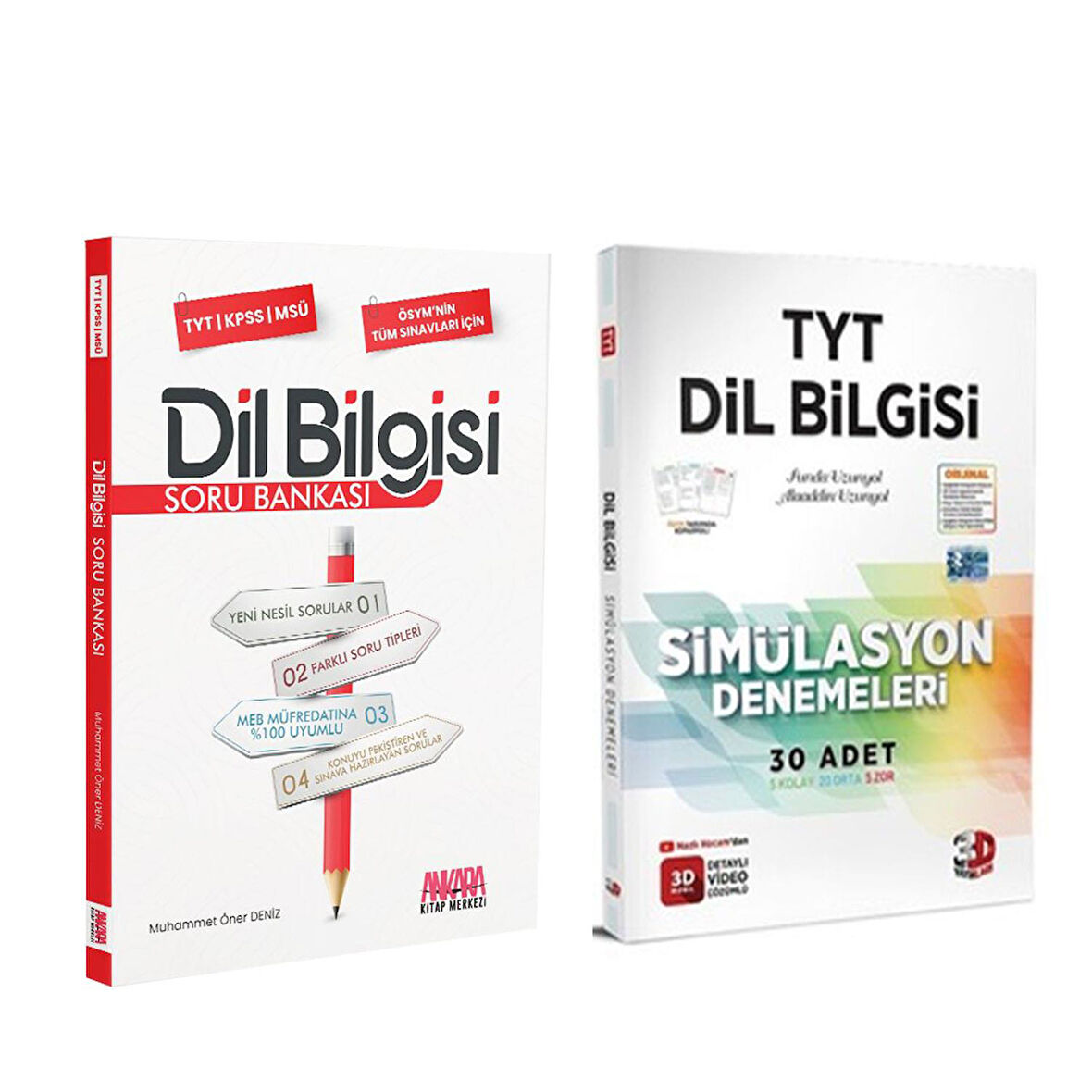 AKM Kitap Dil Bilgisi Soru Bankası ve 3D Dil Bilgisi Deneme Seti 2 Kitap