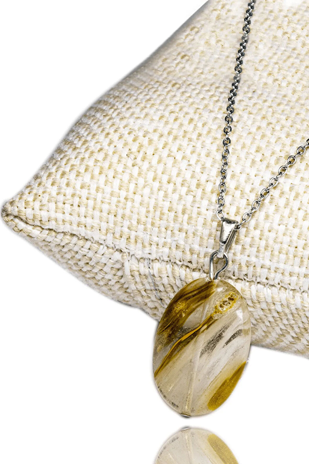 Sertifikalı Doğal Renkli Kuvars Taşı Kolye (gümüş Aparat) Doğal Renkler 45 cm