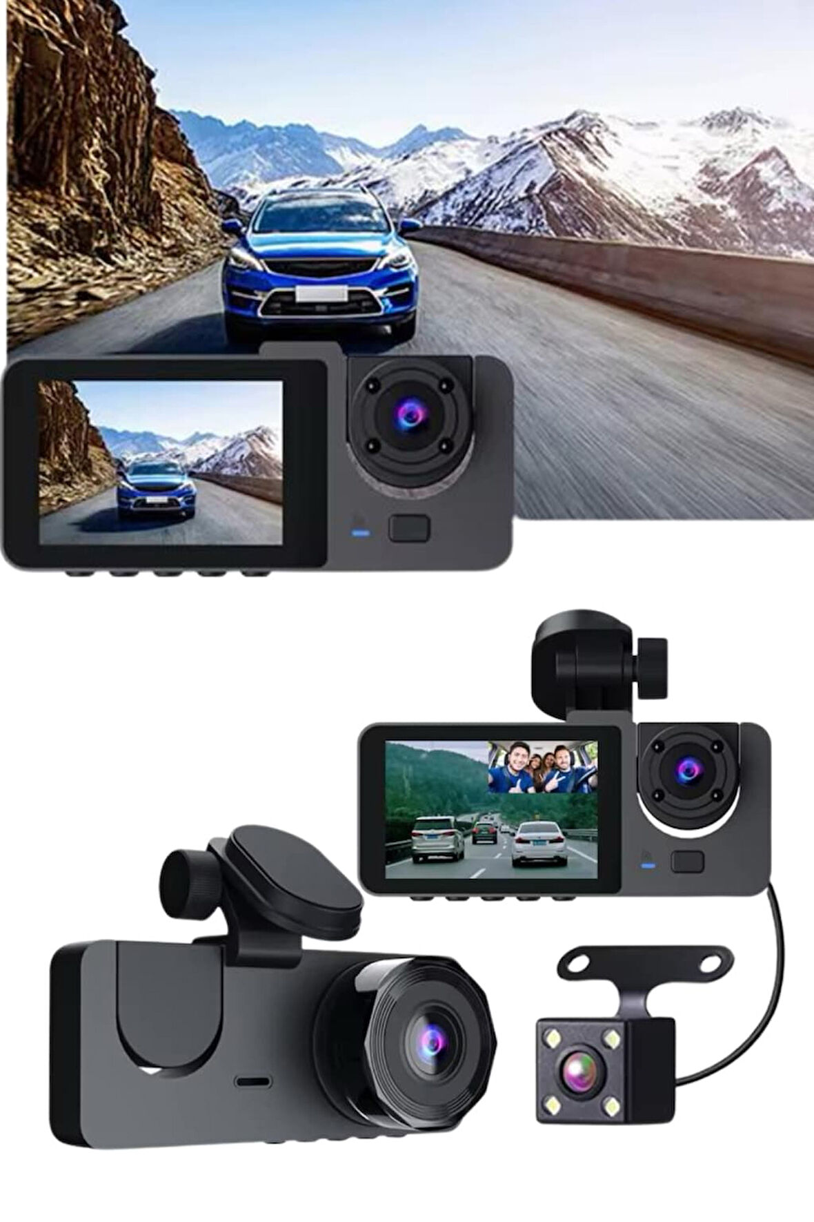 Araç İçi 3’lü Kameralı Video Kayıt