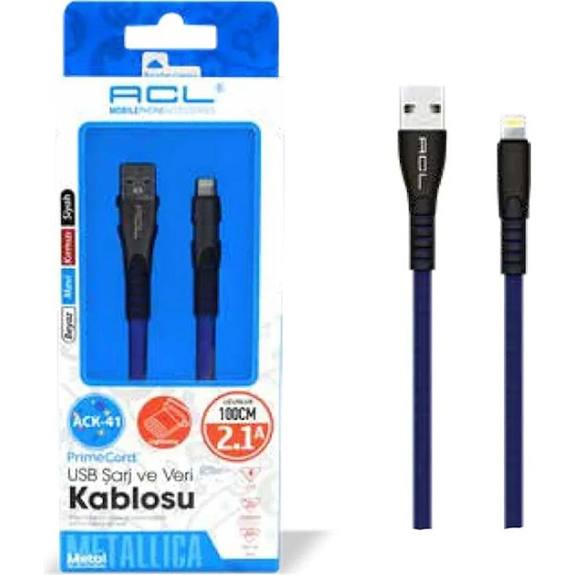 ACL ACK-41 LİGHTNİNG 3.1A USB ŞARJ&VERİ KABLOSU 1MT Siyah