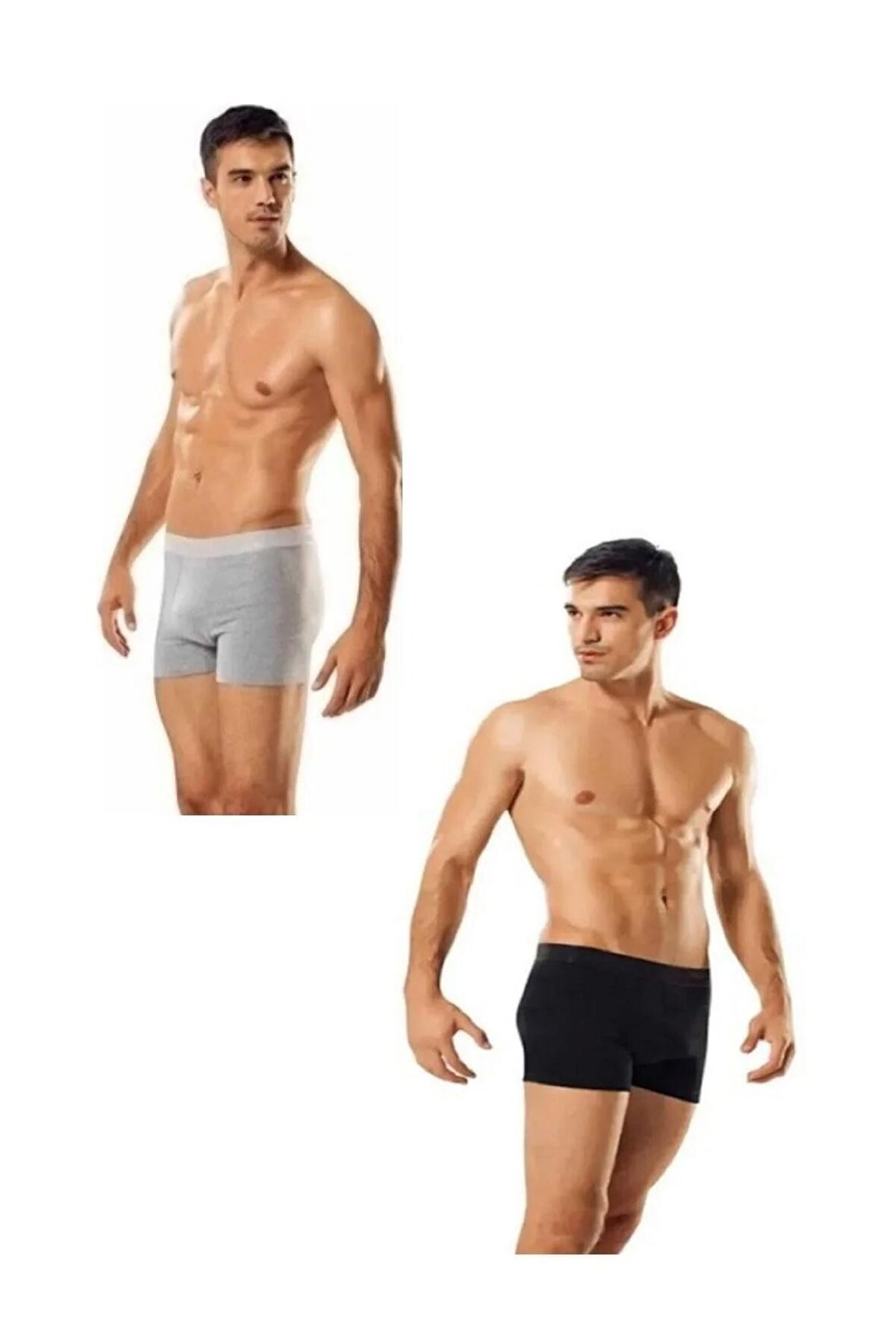 Erkek Likralı Elastan Boxer 5 Siyah + 5 Gri Renk 10'lu Paket Abani Classic