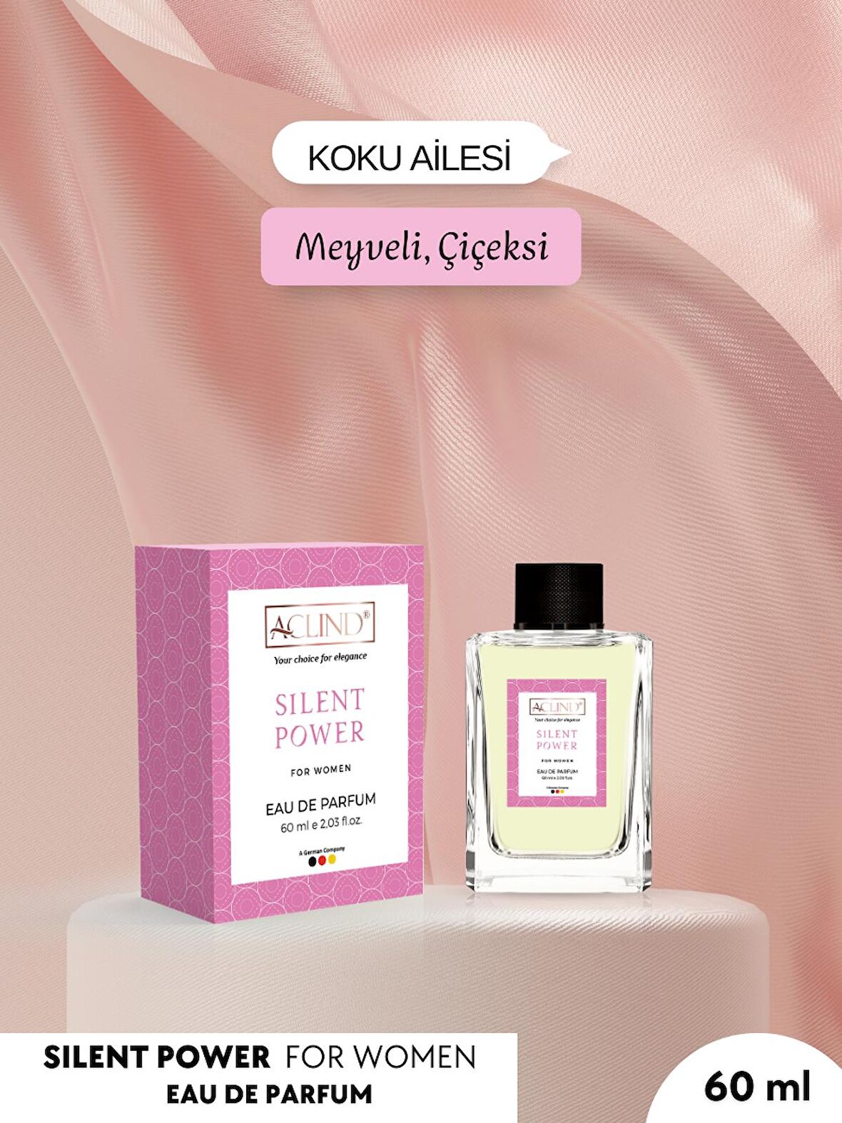 ACLIND SILENT POWER FOR WOMEN 60 ML EAU DE PARFUM  | Kadınlar İçin Meyveli, Çiçeksi Koku Ailesi