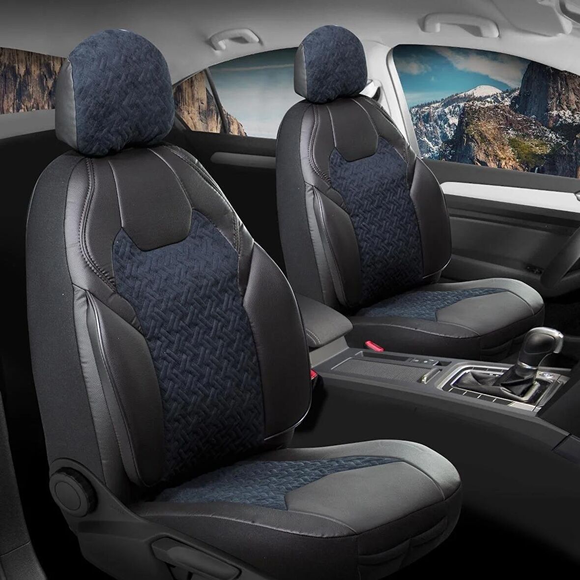 
Hyundai Accent Uyumlu Deri Detaylı Süet Kumaş Ön Arka Set Oto Koltuk Kılıfı Siyah SC