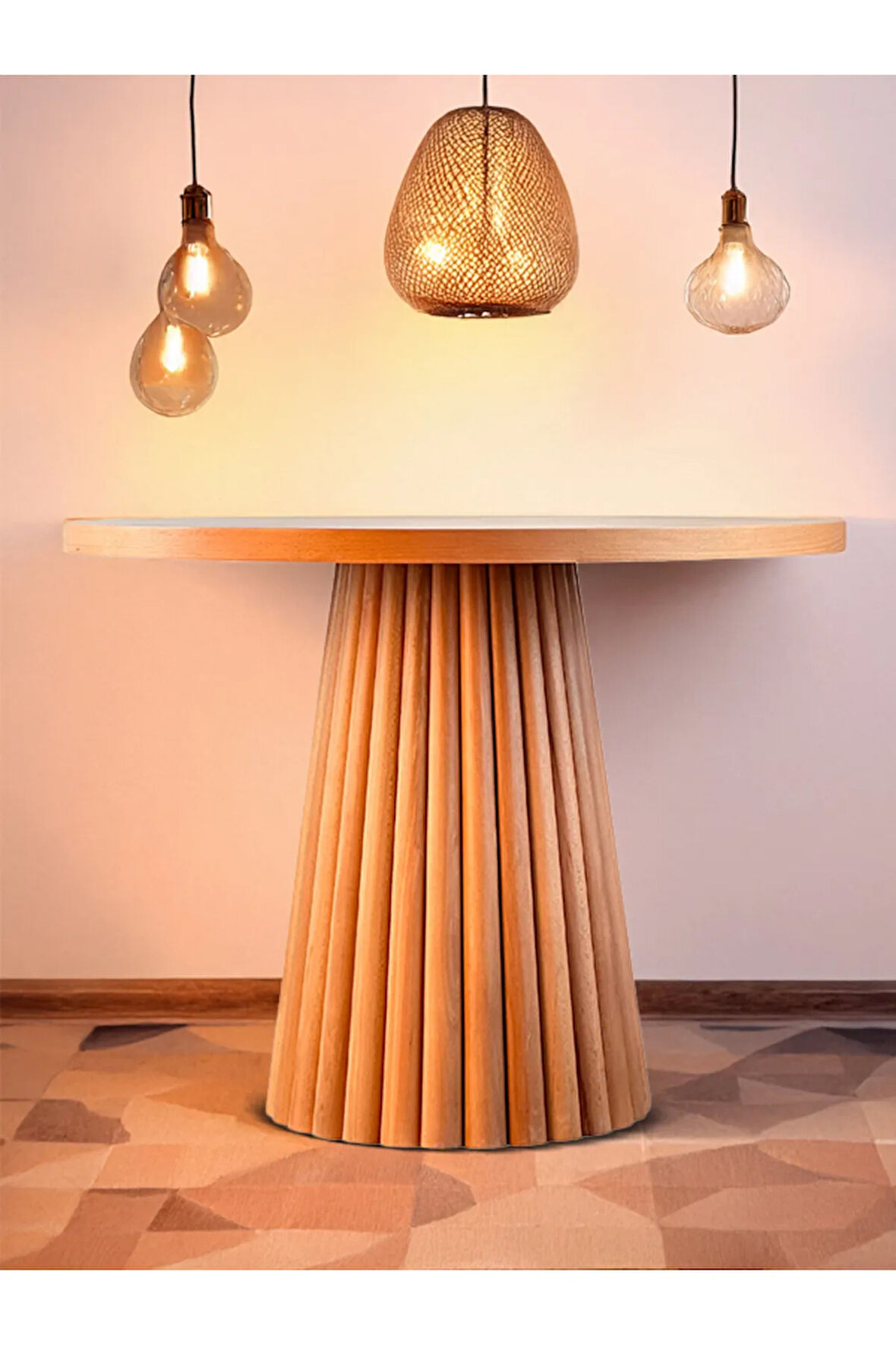 Acantus Natural Ahşap Yemek Masası 100x100
