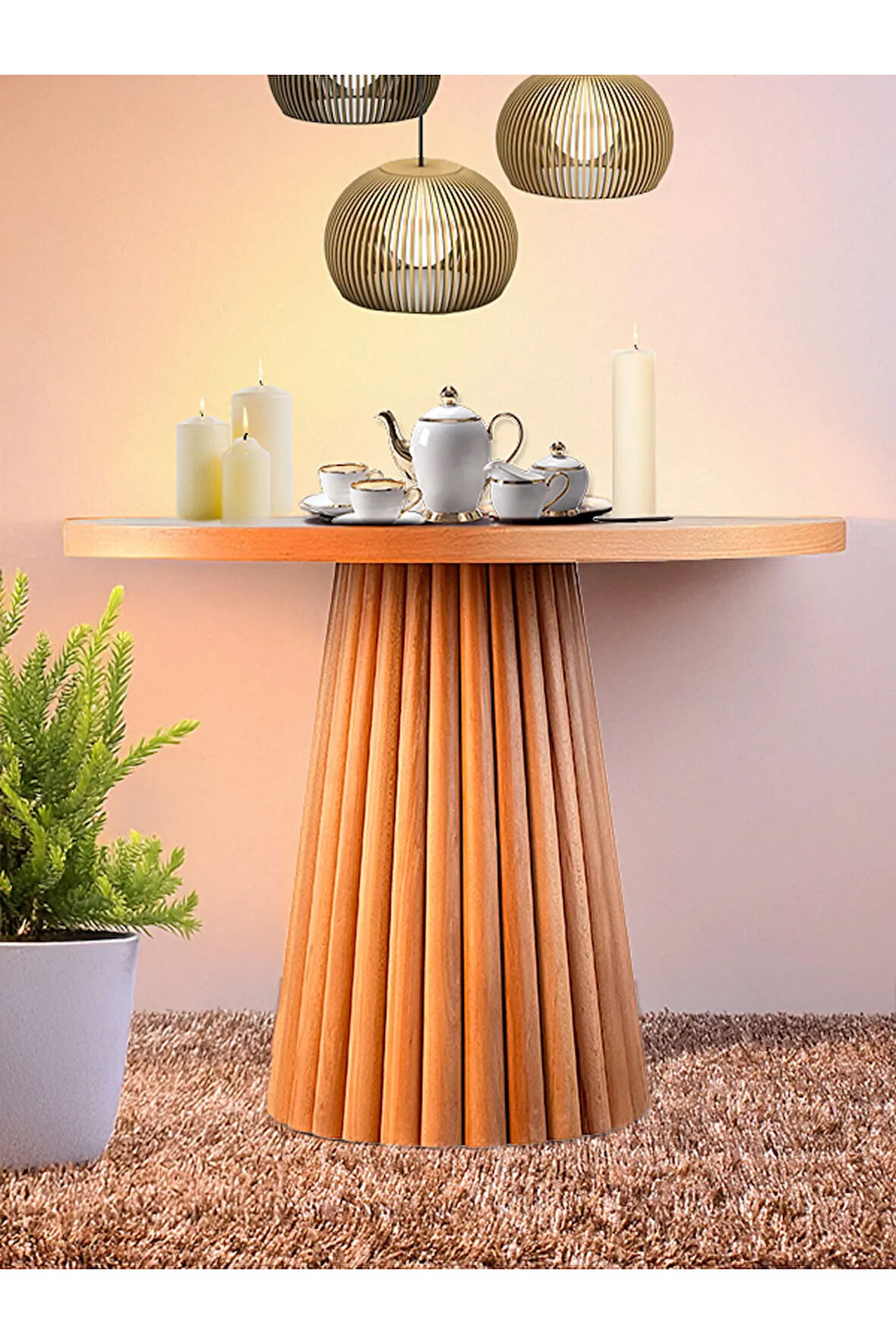 Acantus Natural Ahşap Yemek Masası 110x110