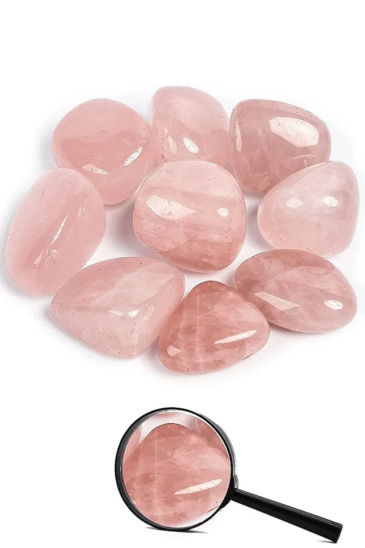 Sertifikalı Tamburlanmış Doğal Pembe Kuvars Taşı Kütle Parça