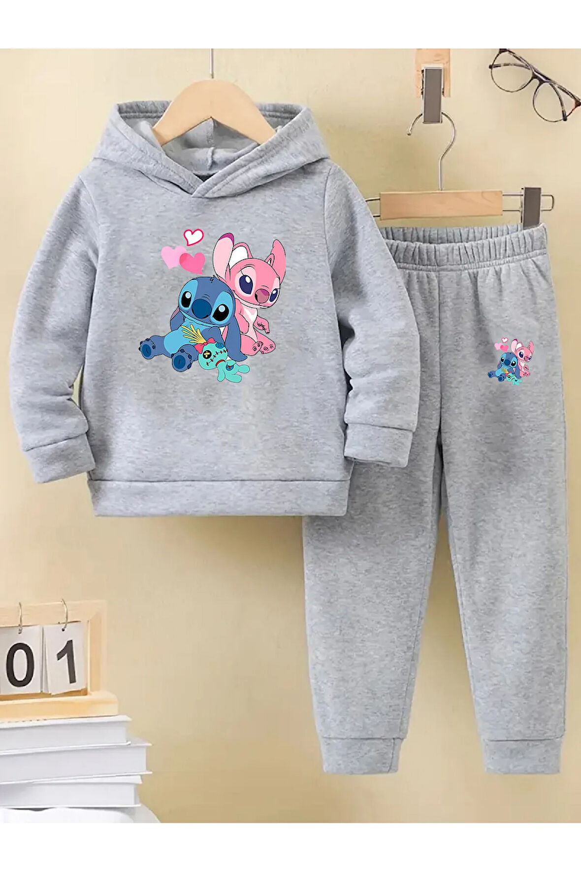 Kışlık Kız Çocuk Eşofman Takımı 5 6 7 8 9 10 11 12 yaş Lilo Stitch