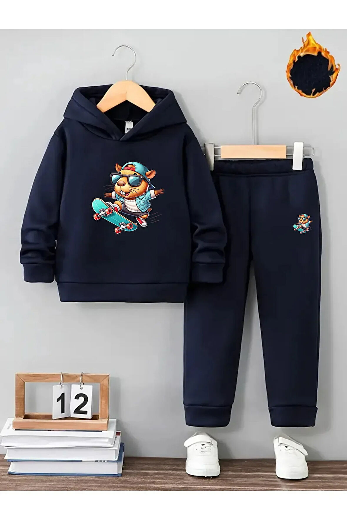 Kışlık Kız Erkek Çocuk Eşofman Takımı 5 6 7 8 9 10 11 12 yaş Capybara